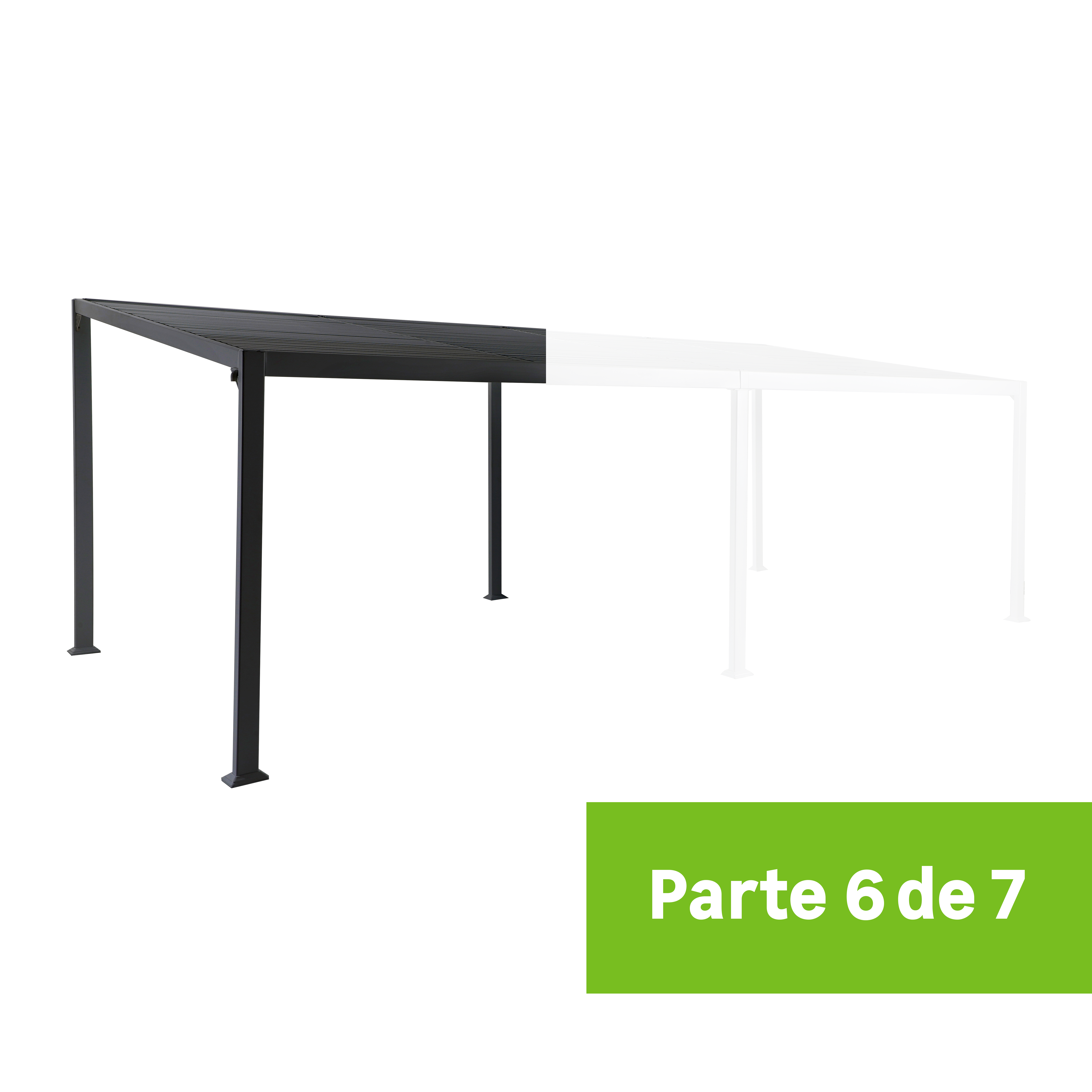 Pérgola de aluminio gris antracita 7,2x3 m. Parte 6 de 7 de un conjunto - 4