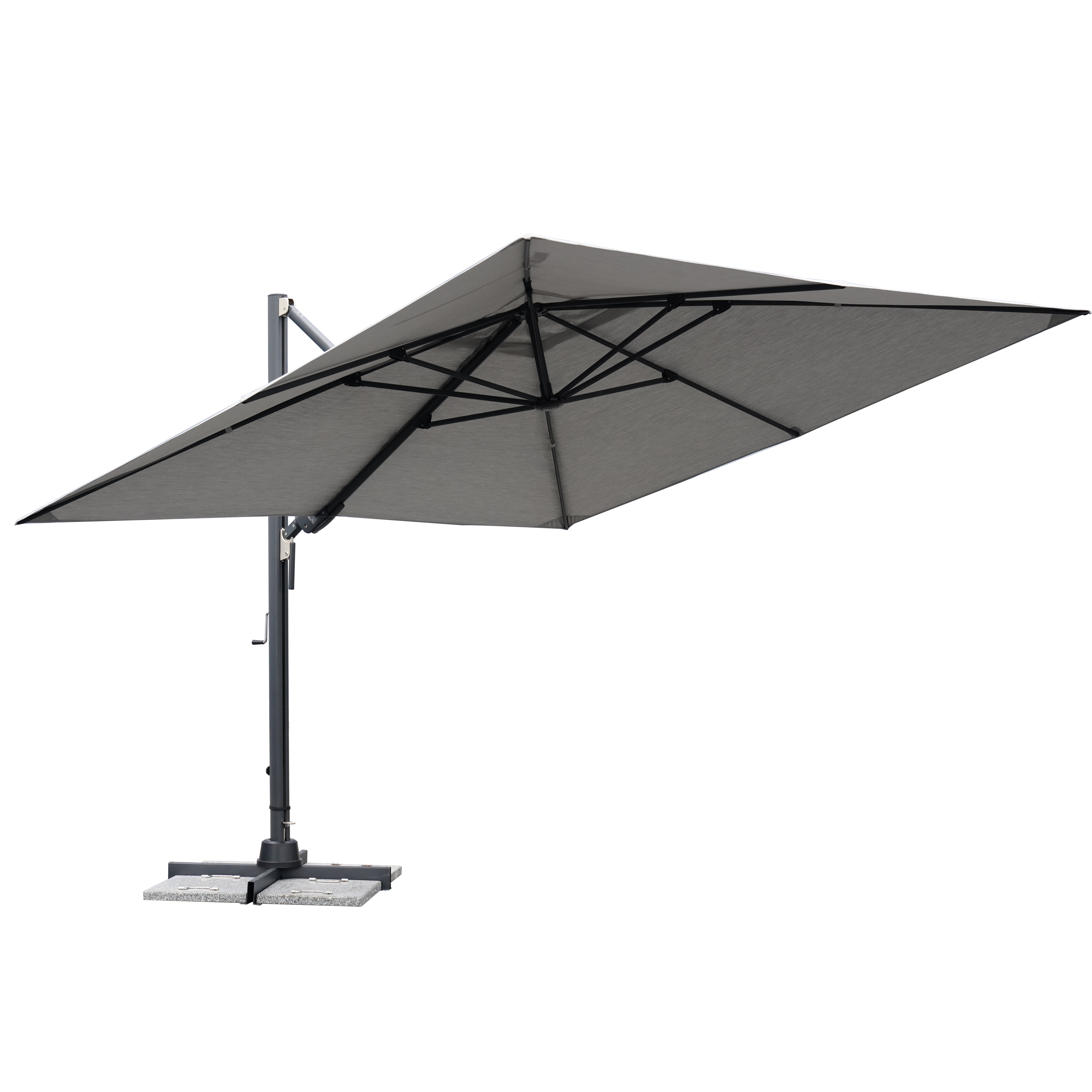 parasol excentrico cuadrado de aluminioacero naterial sombra blanco 298 cm