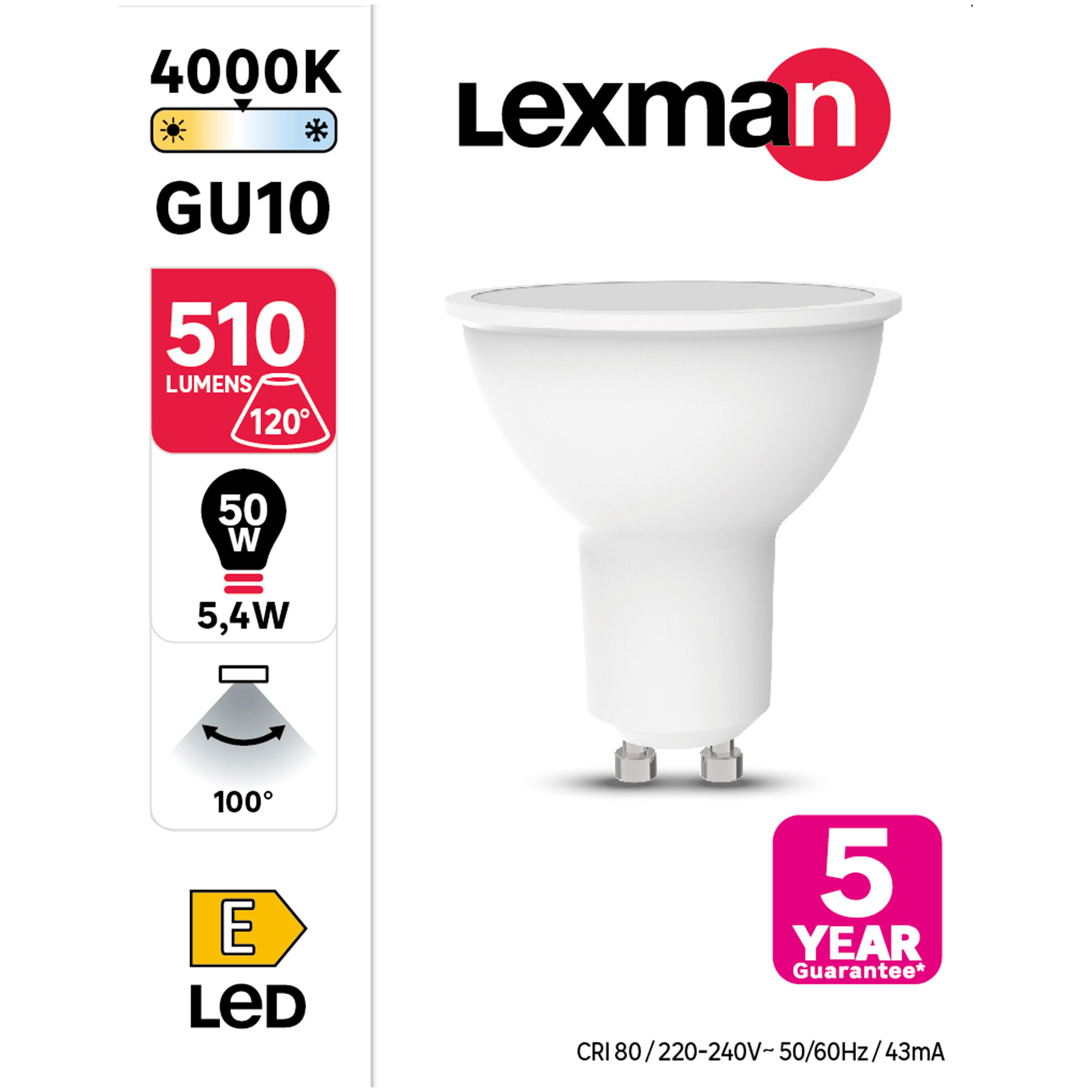 Żarówka LED GU10 5,4 W = 50 W 510 lm Neutralna biel Lexman - 12
