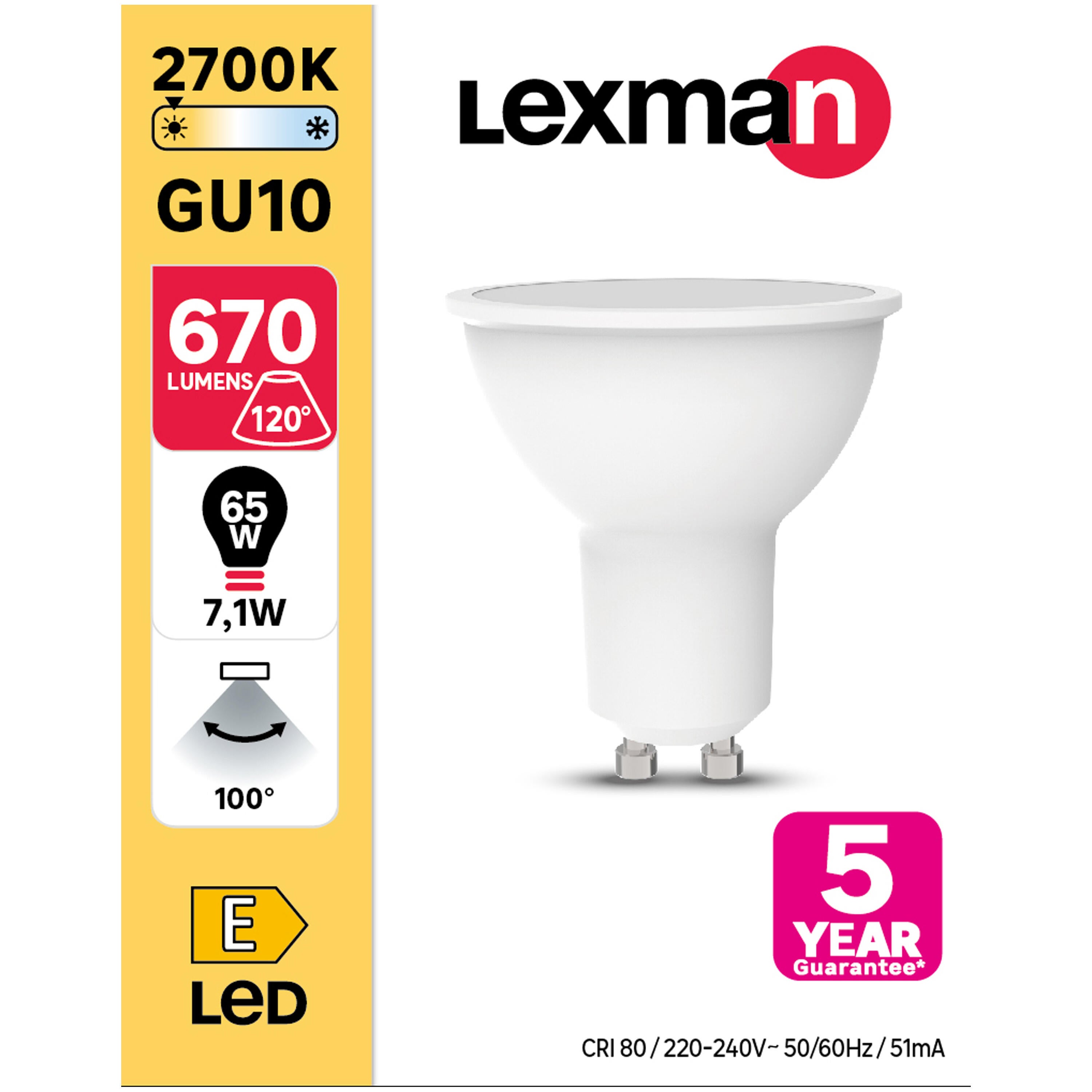 Lâmpada led GU10 670 lm 2700k luz amarela Lexman - 9