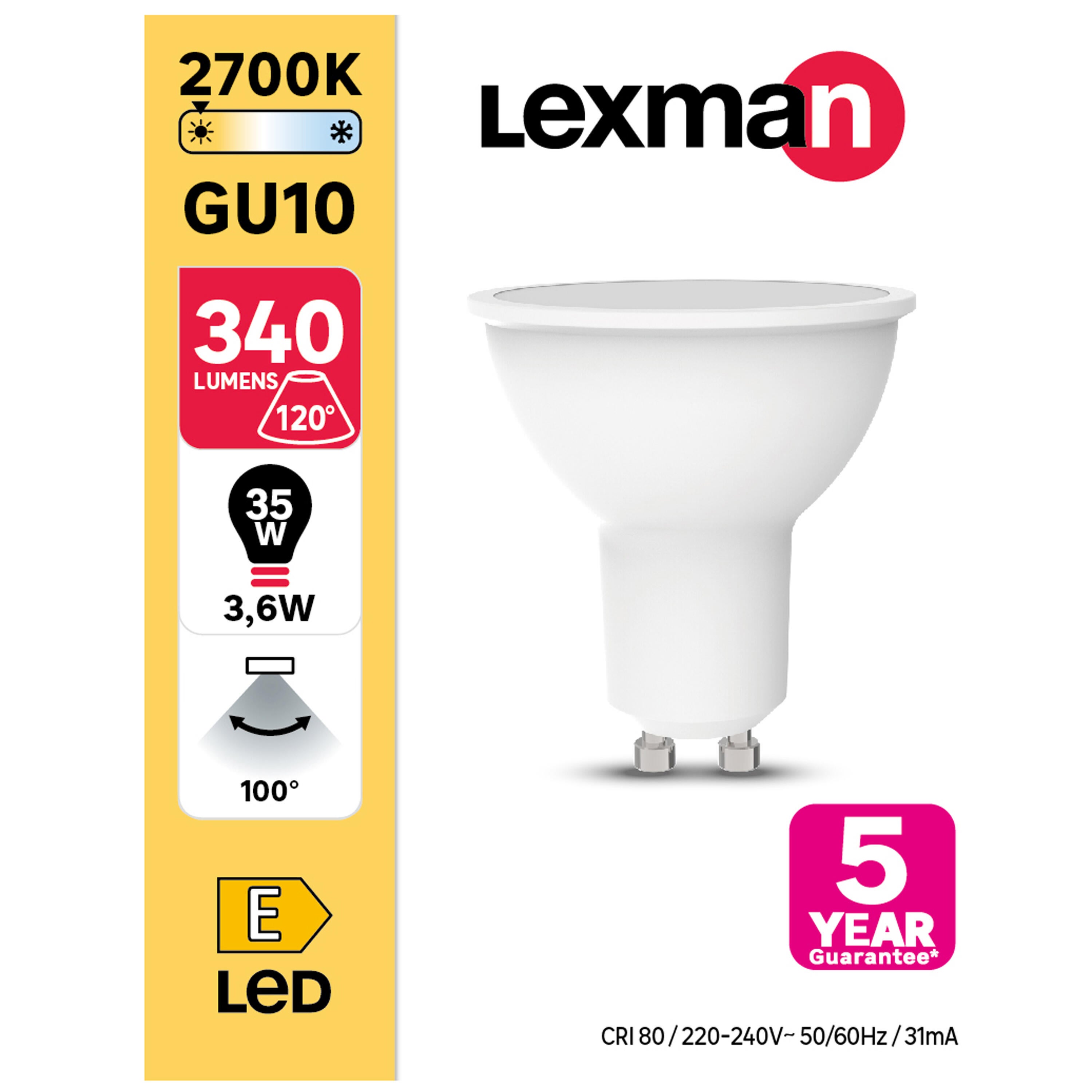 Lâmpada led decorativa GU10 340 lm 2700k CB Lexman - 9