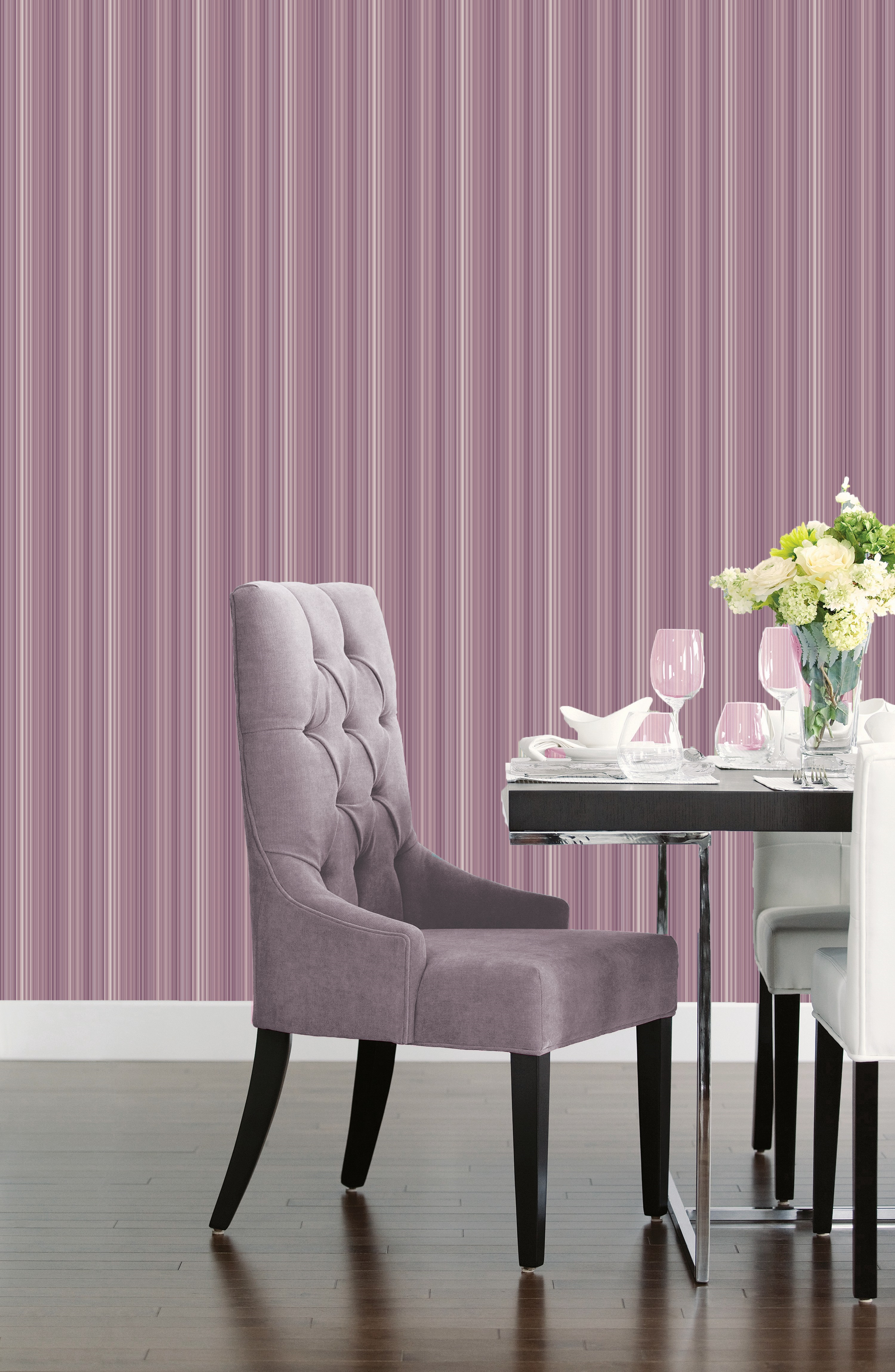 Papel pintado vinilo aplicación cola en pared geométrico rayas violeta 53cmx10.05m superlavable