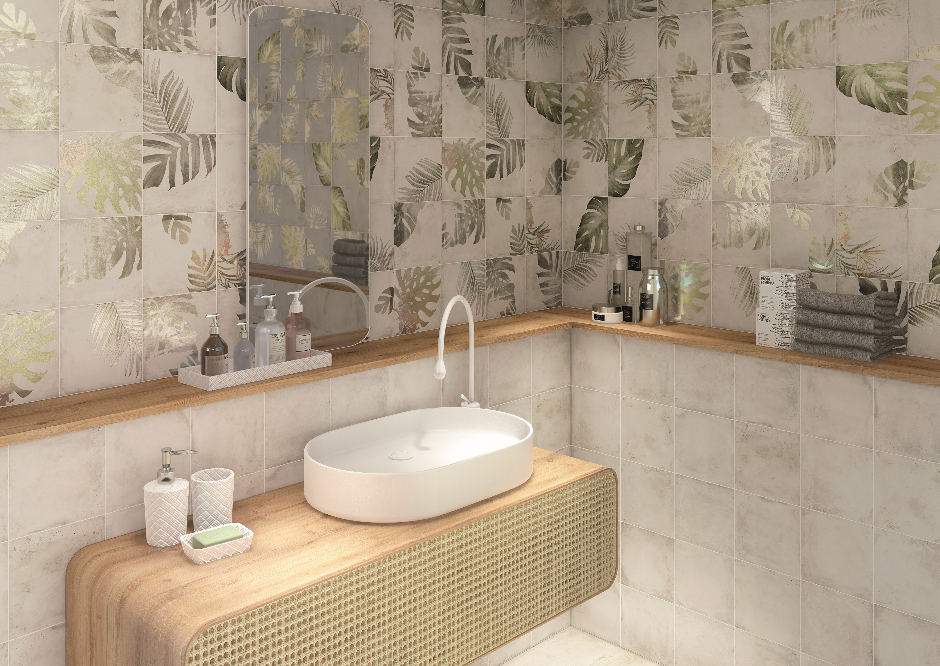 Azulejo cerámico arrebato efecto piedra blanco 20x20 cm