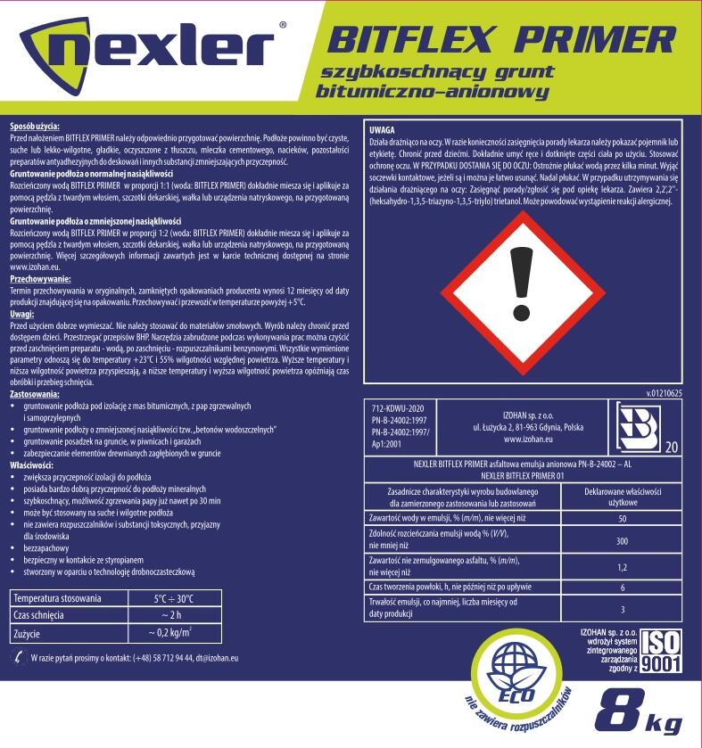Grunt bitumiczno-anoniowy szybkowiążący Bitflex Primer 8 kg NEXLER - 3