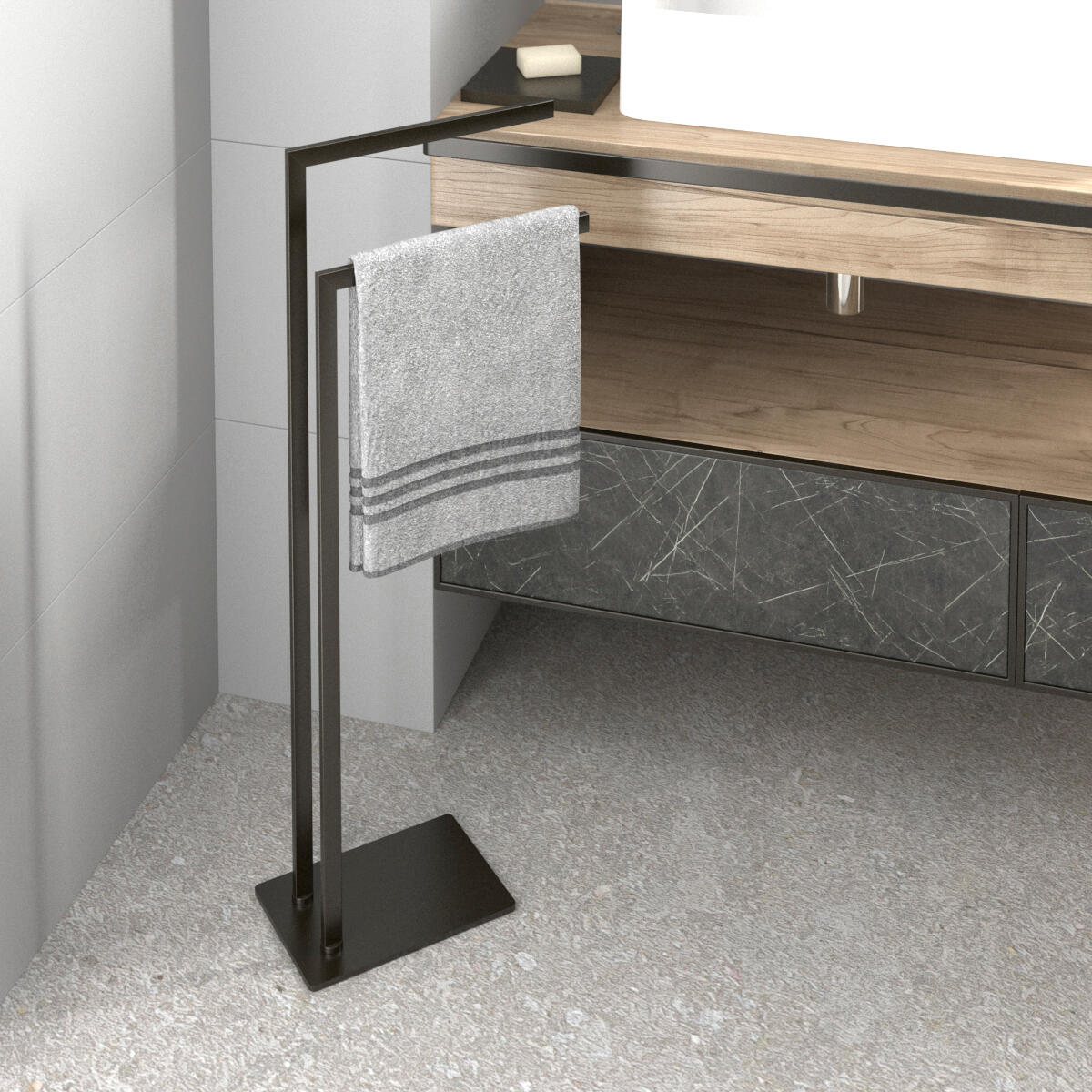 Piantana porta asciugamani Retta in inox - 4