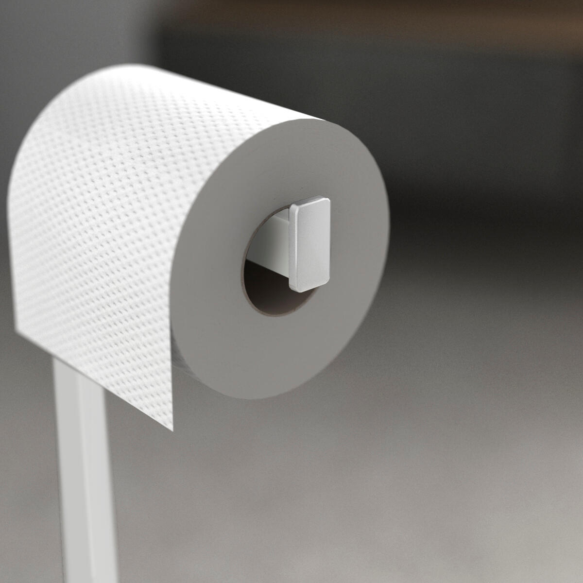 Piantana porta rotolo e porta scopino wc Retta bianco cromato<multisep/>verniciato - 3