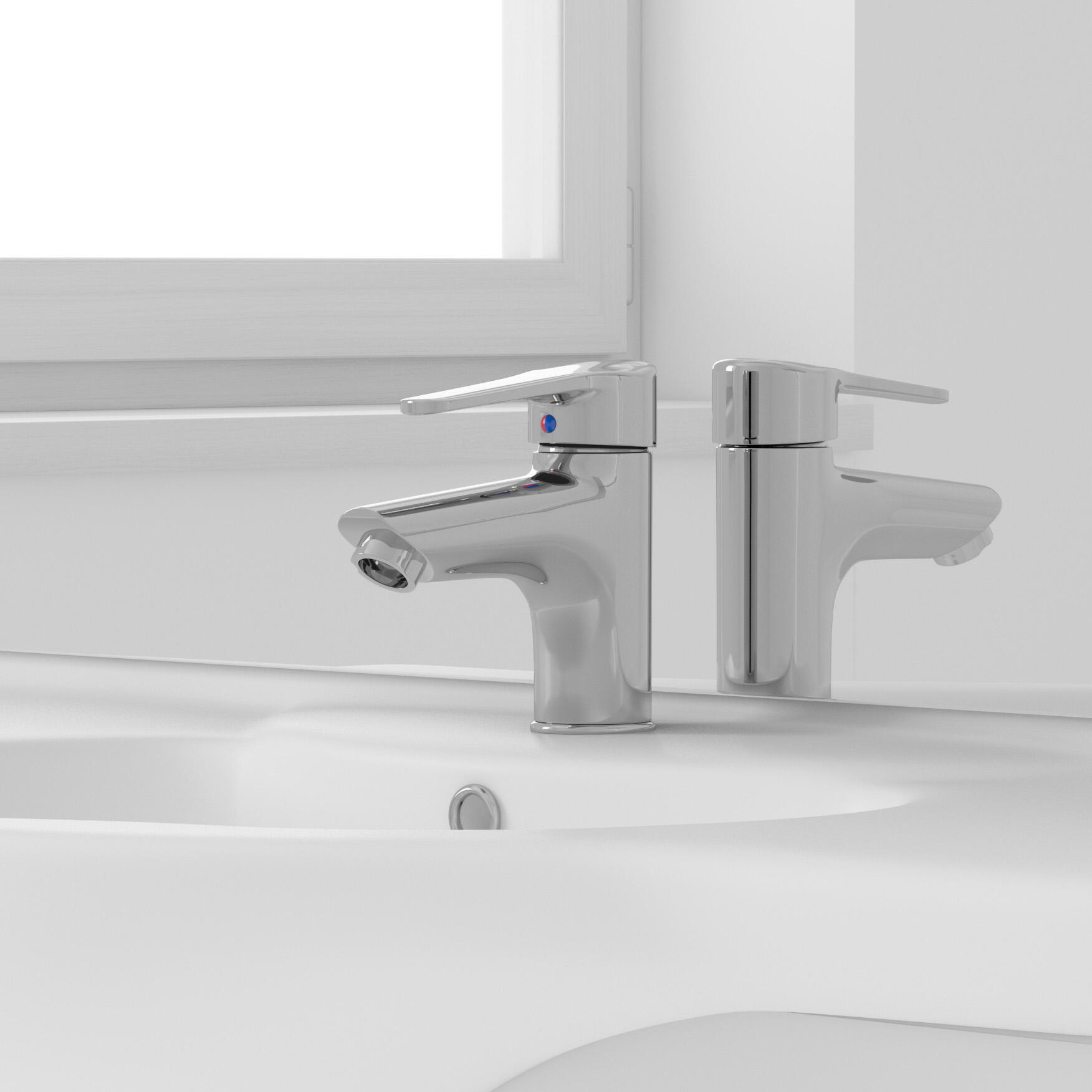 Mobile bagno da terra con lavabo L 105 x H 184 x P 33.5 cm bianco, 3 ante 2 cassetti per vasca centrale Paola - 2