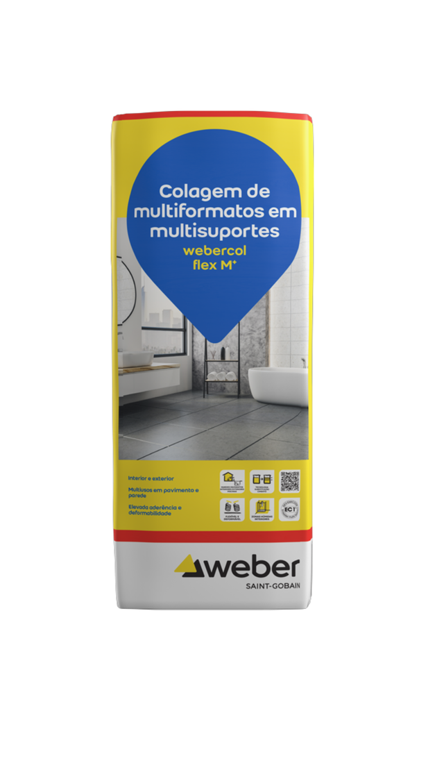 Cimento cola Webercol Flex M+ interior e exterior 25 kg cinza