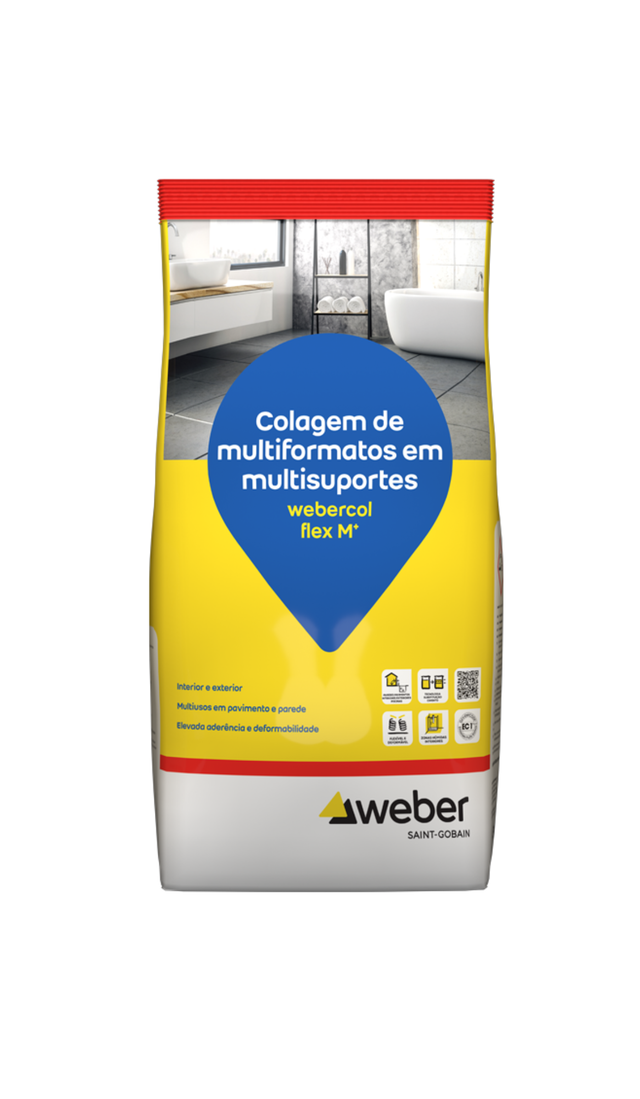 Cimento cola Webercol Flex M+ interior e exterior 5kg branco