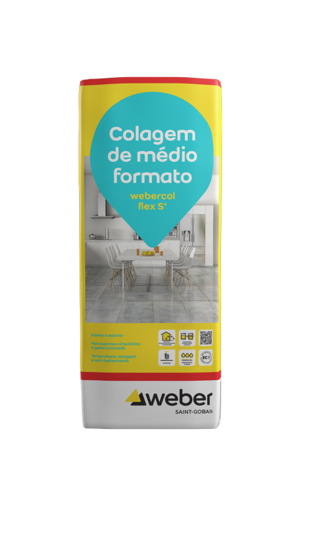Cimento cola Webercol Flex S+ interior e exterior 25kg branco