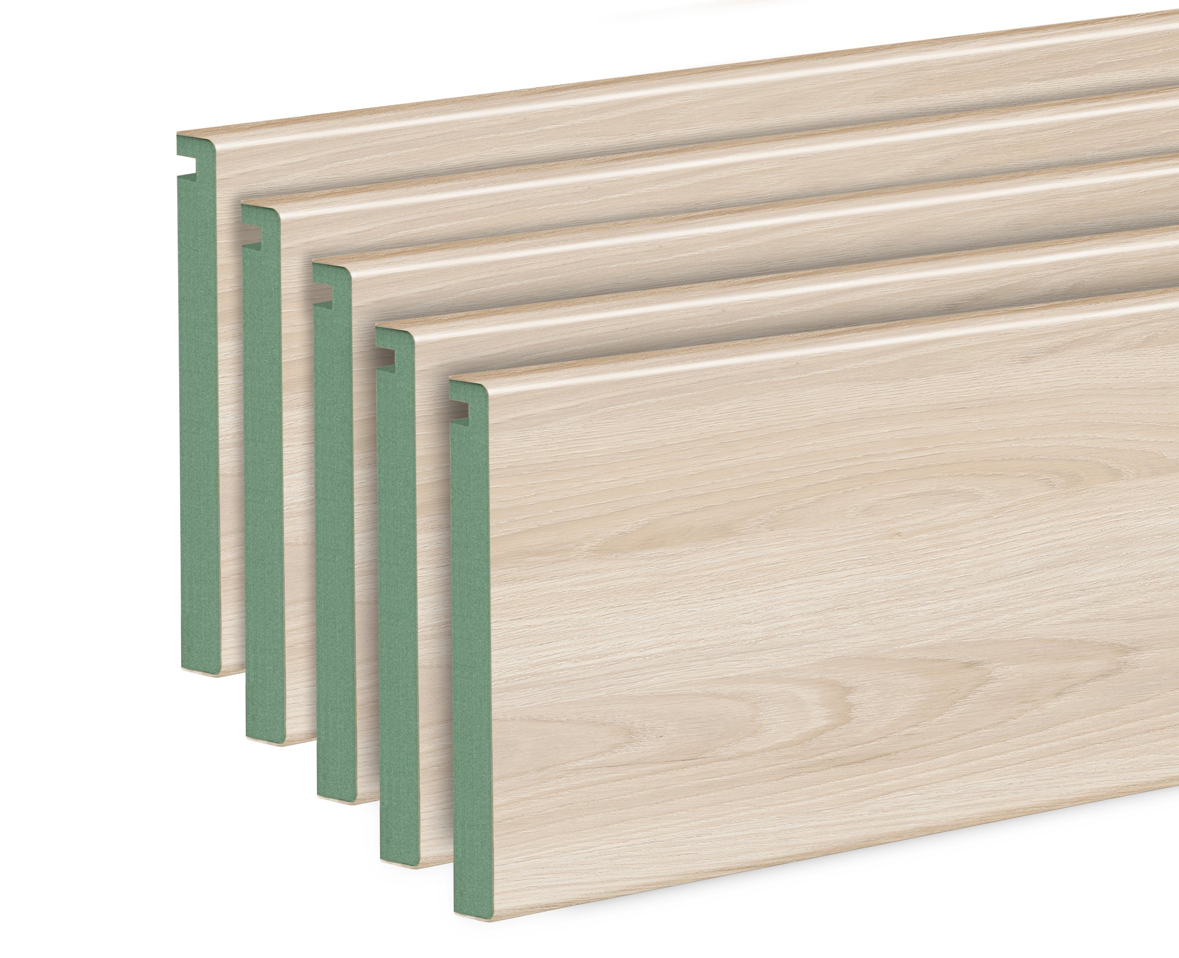 Kit de 5 tapetas nogal crema de mdf hidrófugo de 80 mm de ancho