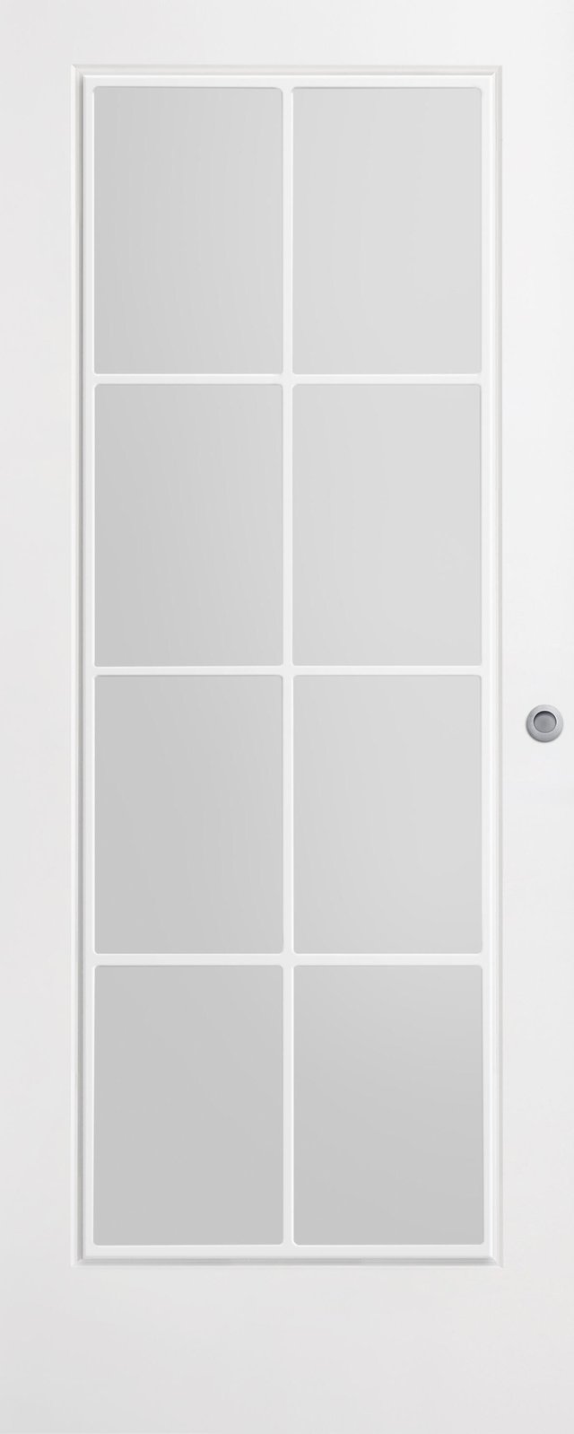 Puerta de interior corredera con cristal incluido estructura maciza serie Line Plus Marsella blanca acabado lacado con uñero anchura 82,5cm