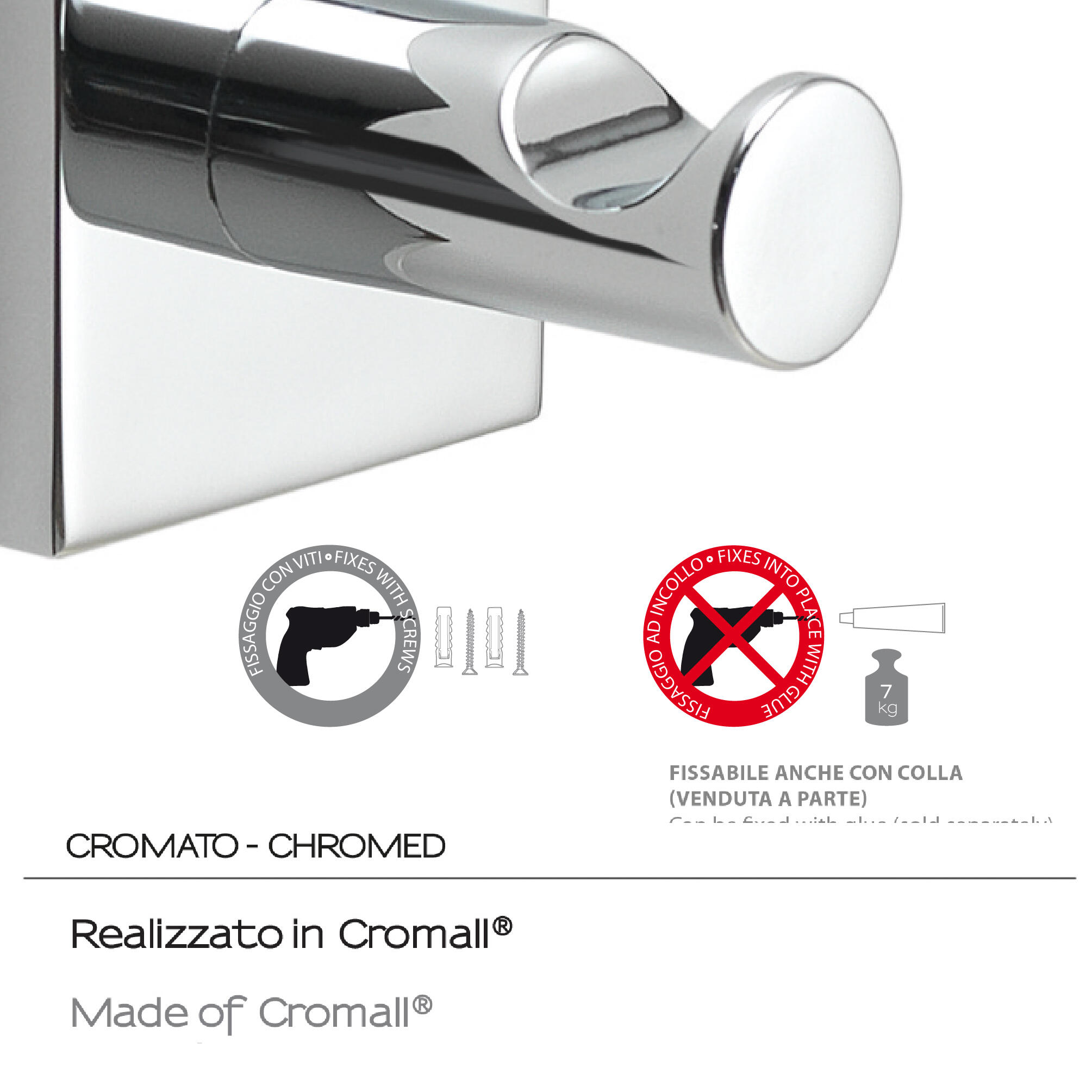 Appendiabiti Gedy Manila Cromo - Acciaio Inox 304, Garanzia 15 Anni