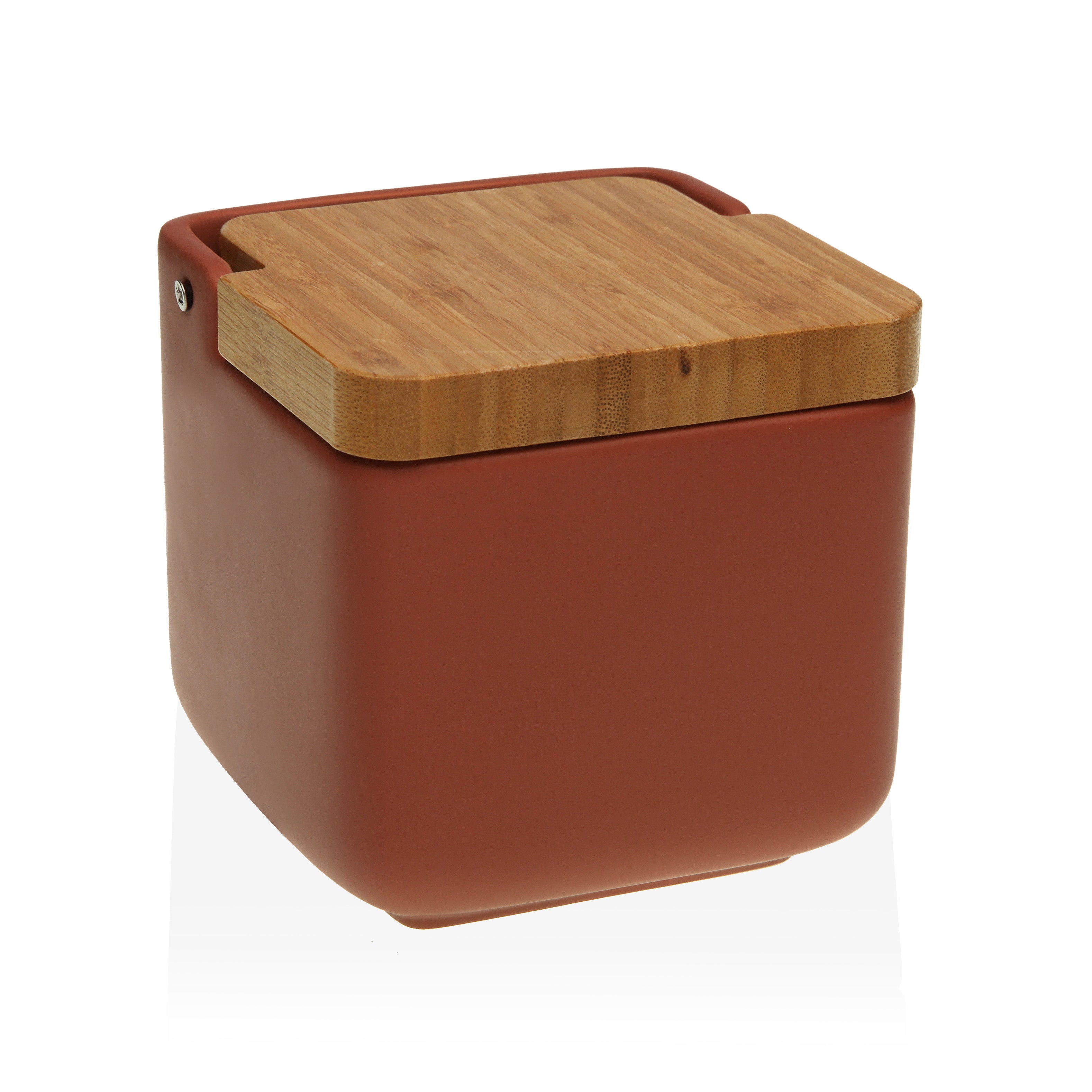 Salero terracota con tapa de bambú versa