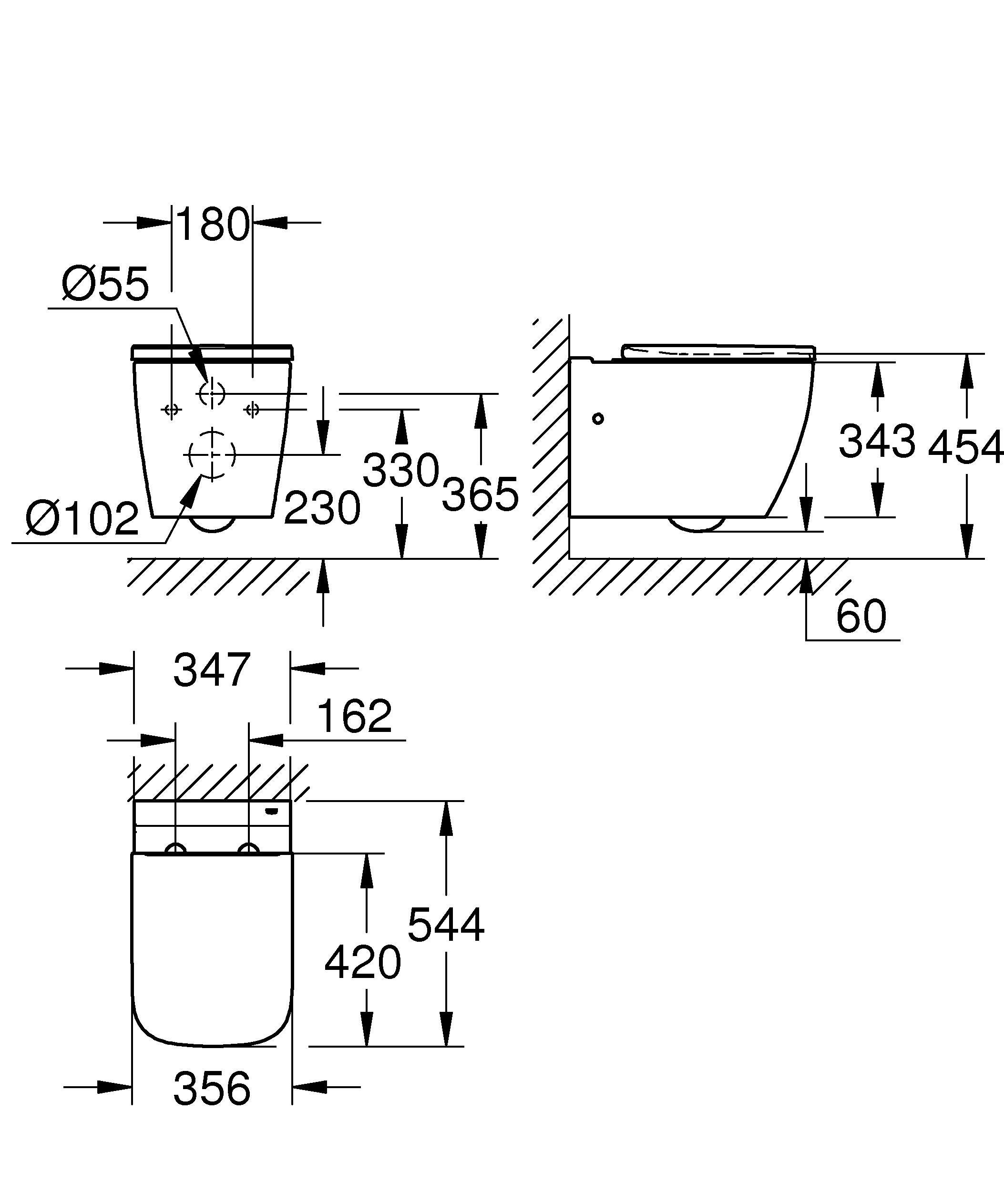 Sanita suspensa rimless com tampo branco Grohe Clova - 6