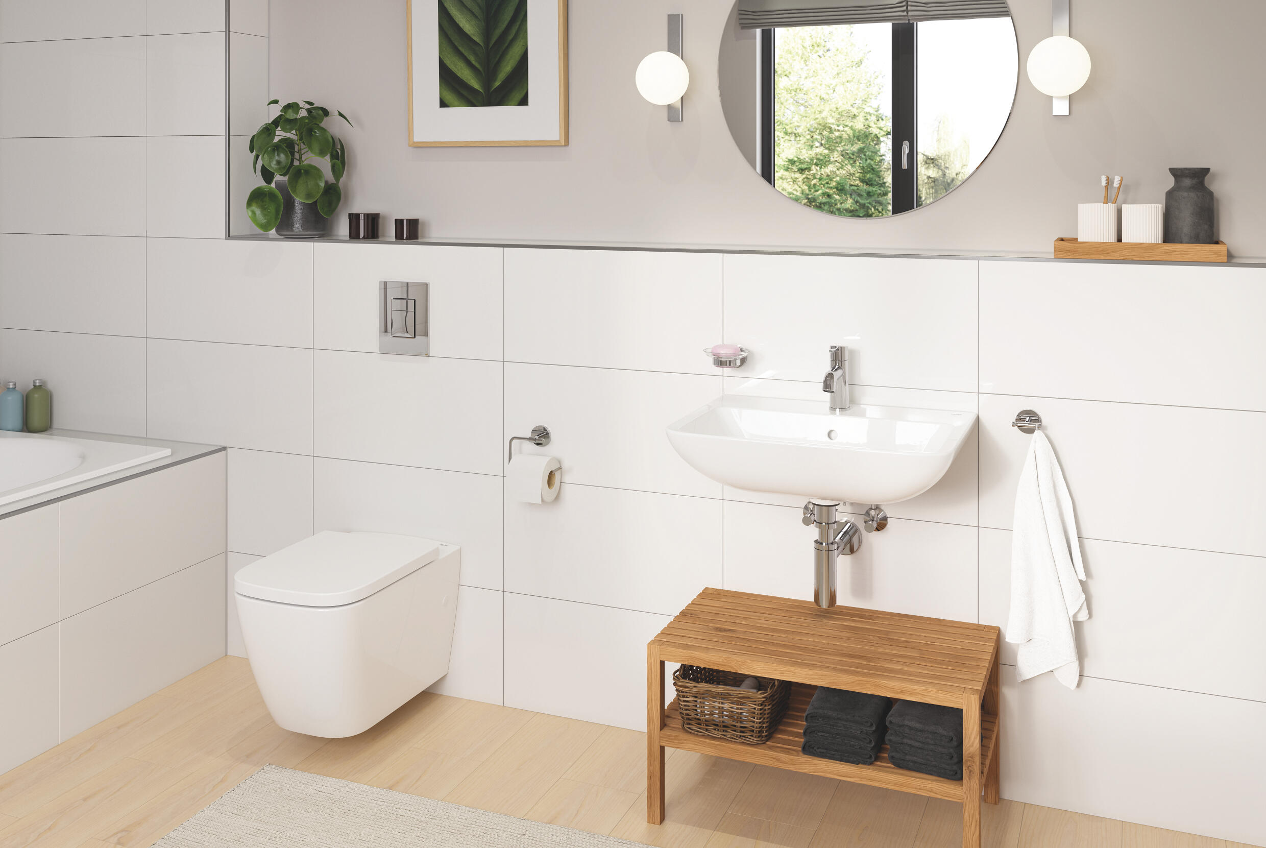 Sanita suspensa rimless com tampo branco Grohe Clova - 5