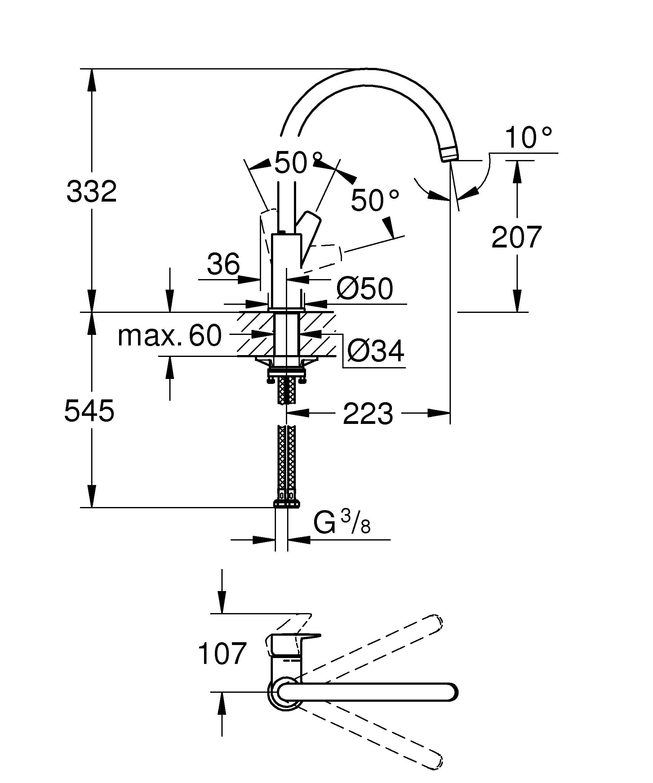 Torneira de bancada cano alto Grohe Start Edge - 4