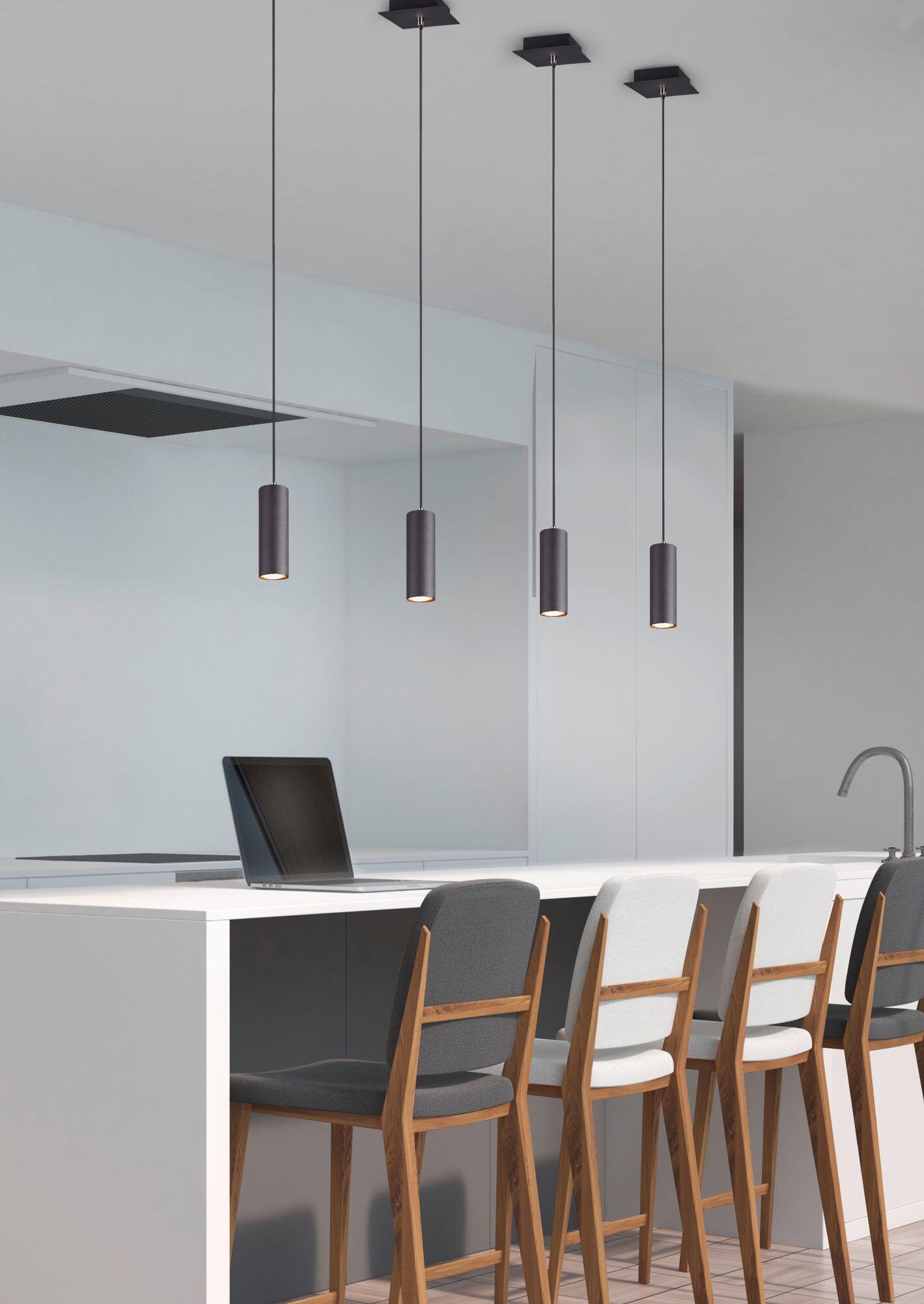 Candeeiro de teto suspenso MARLEY 4 LÂMPADAS GU10 PRETO - 6