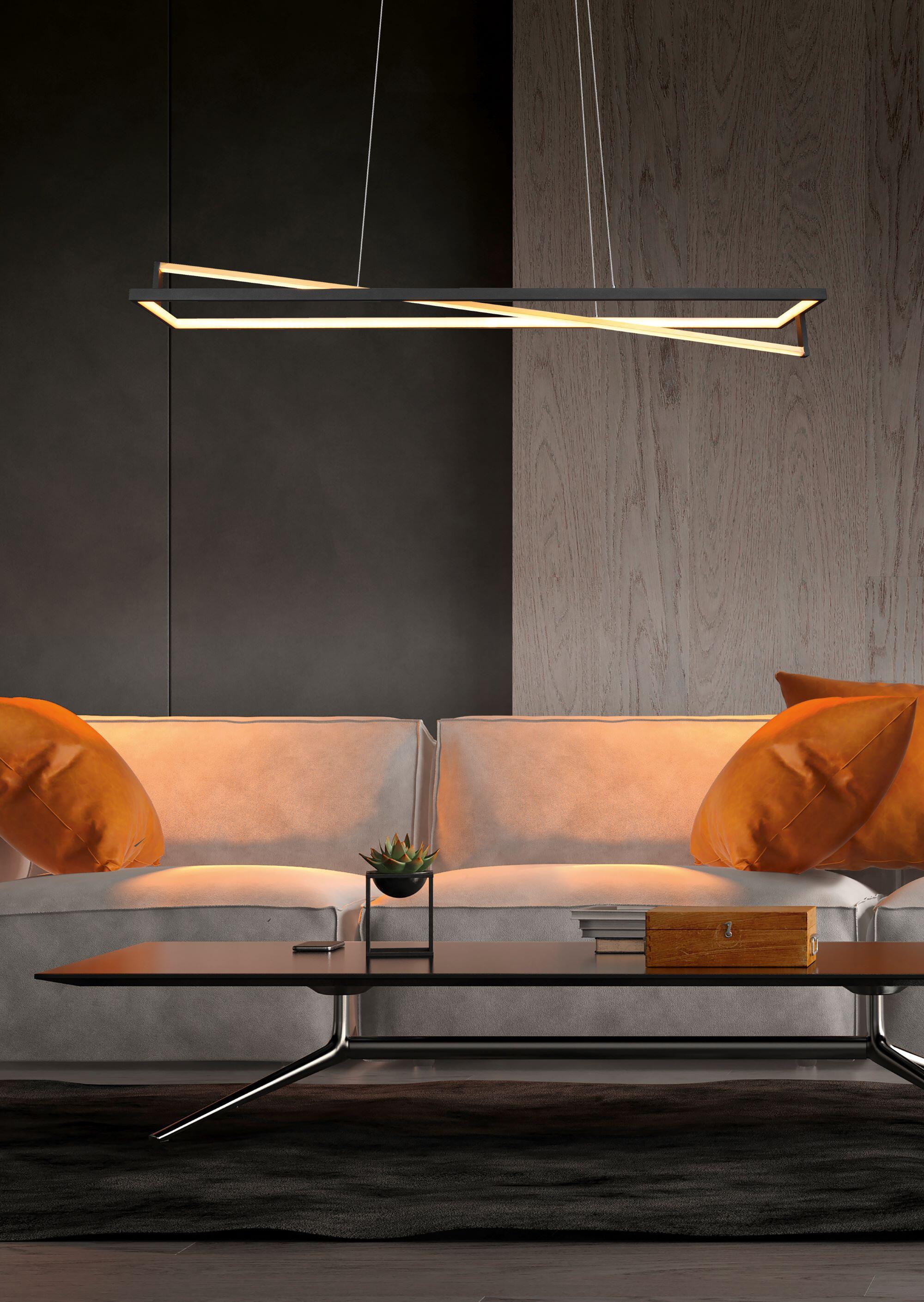 Lámpara de techo colgante negra 1 luz led edge 118 cm de ancho y altura regulable