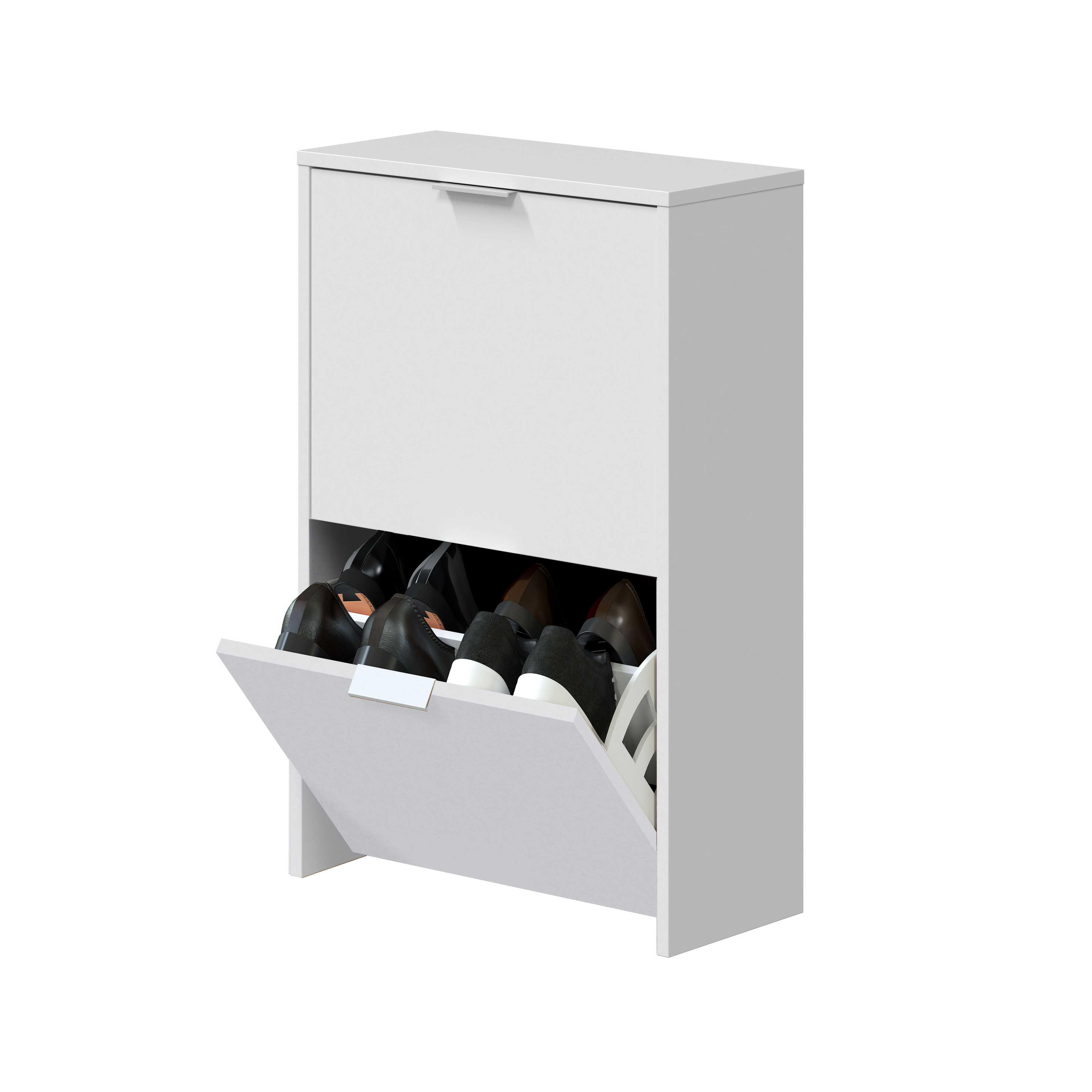 Zapatero Tuc con 2 compartimentos para 12 pares en melamina color blanco 50x76x22 cm - 7