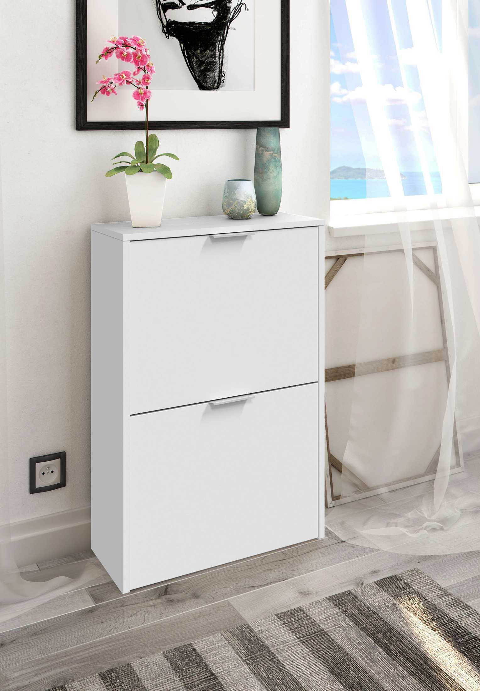 Zapatero Tuc con 2 compartimentos para 12 pares en melamina color blanco 50x76x22 cm - 6