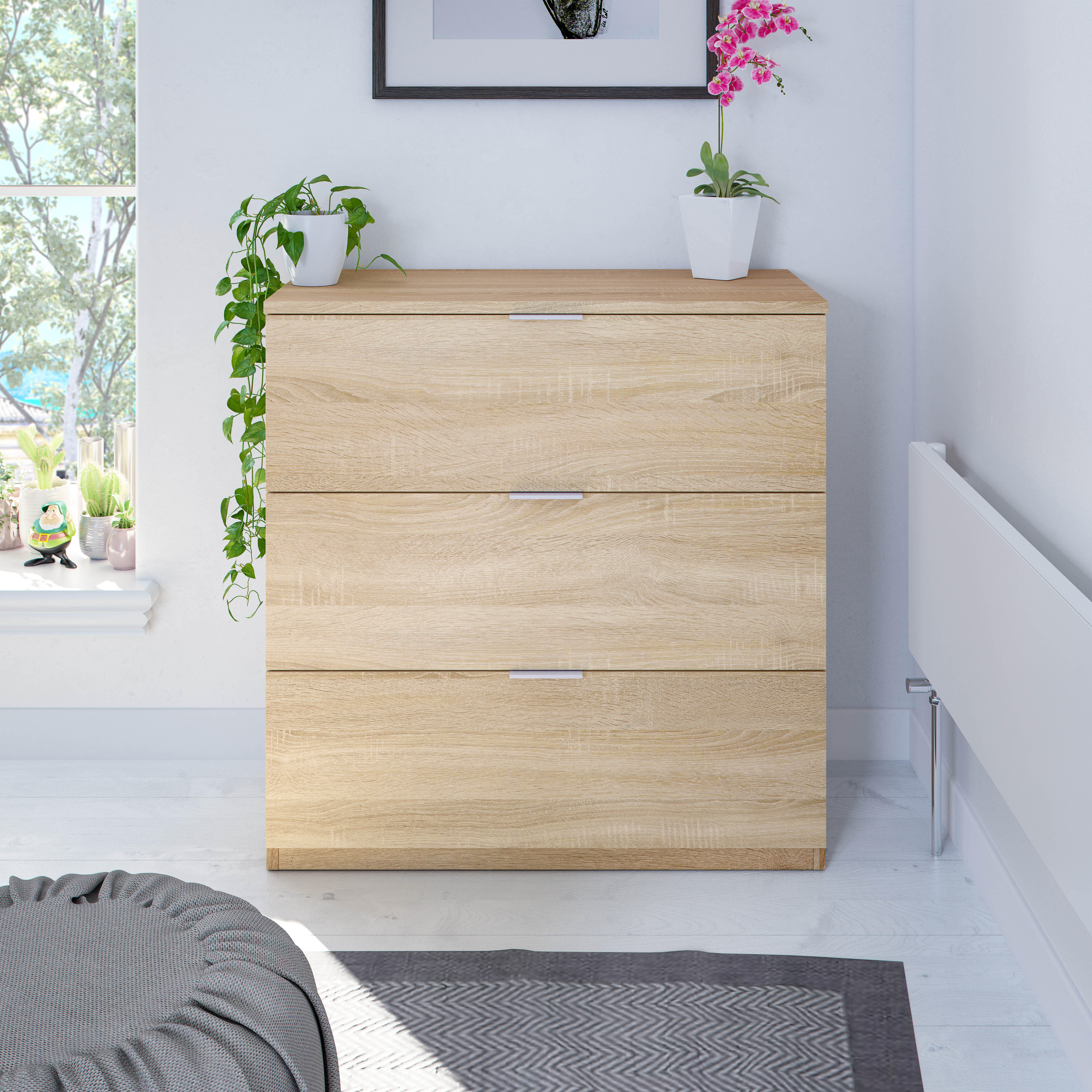 Cómoda TUC ROBLE CANADIAN 3 GAVETAS 80X77X38CM - 4