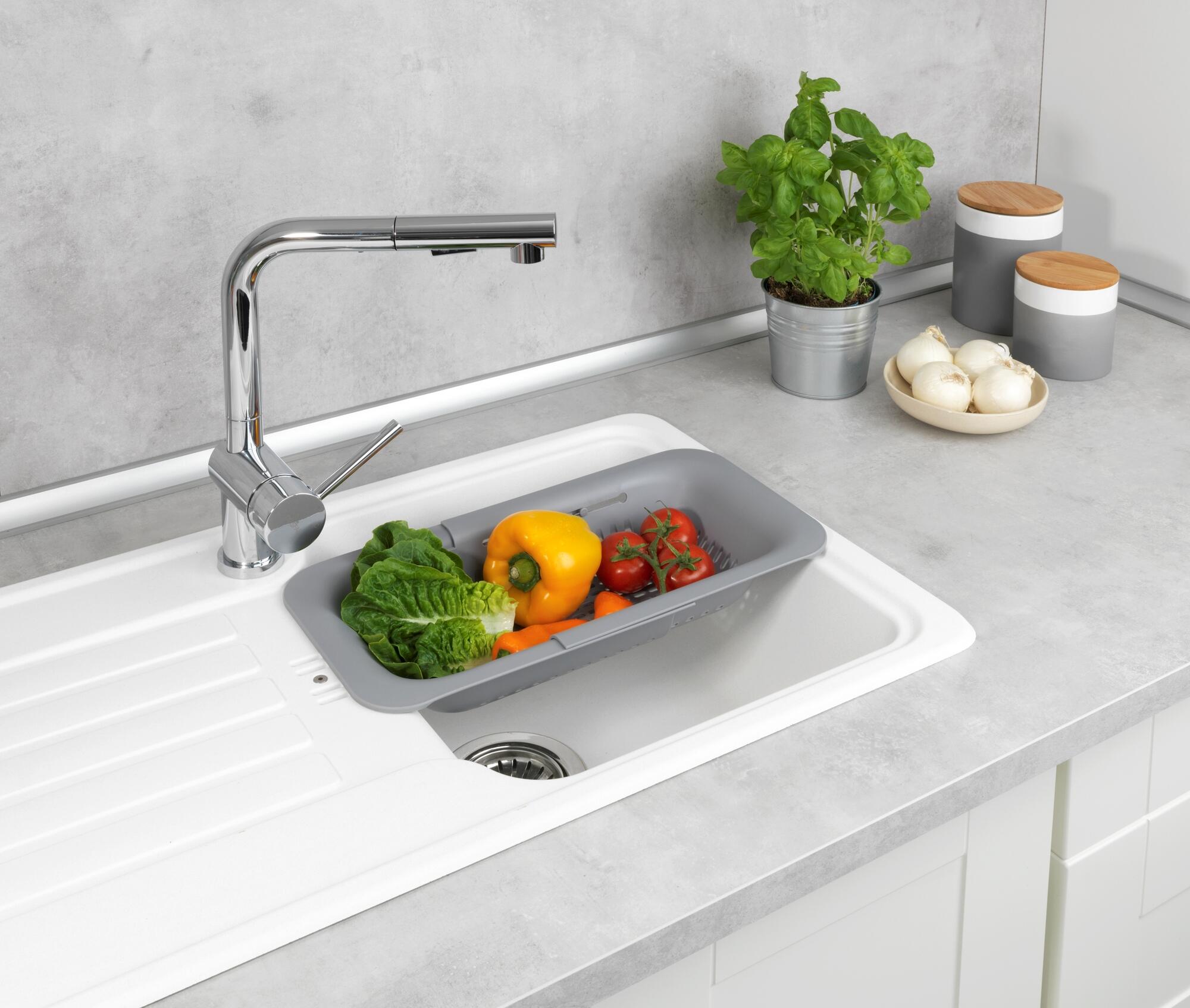 Escorredor extensível plástico cinza 36,5-50x20x7 cm Wenko - 6