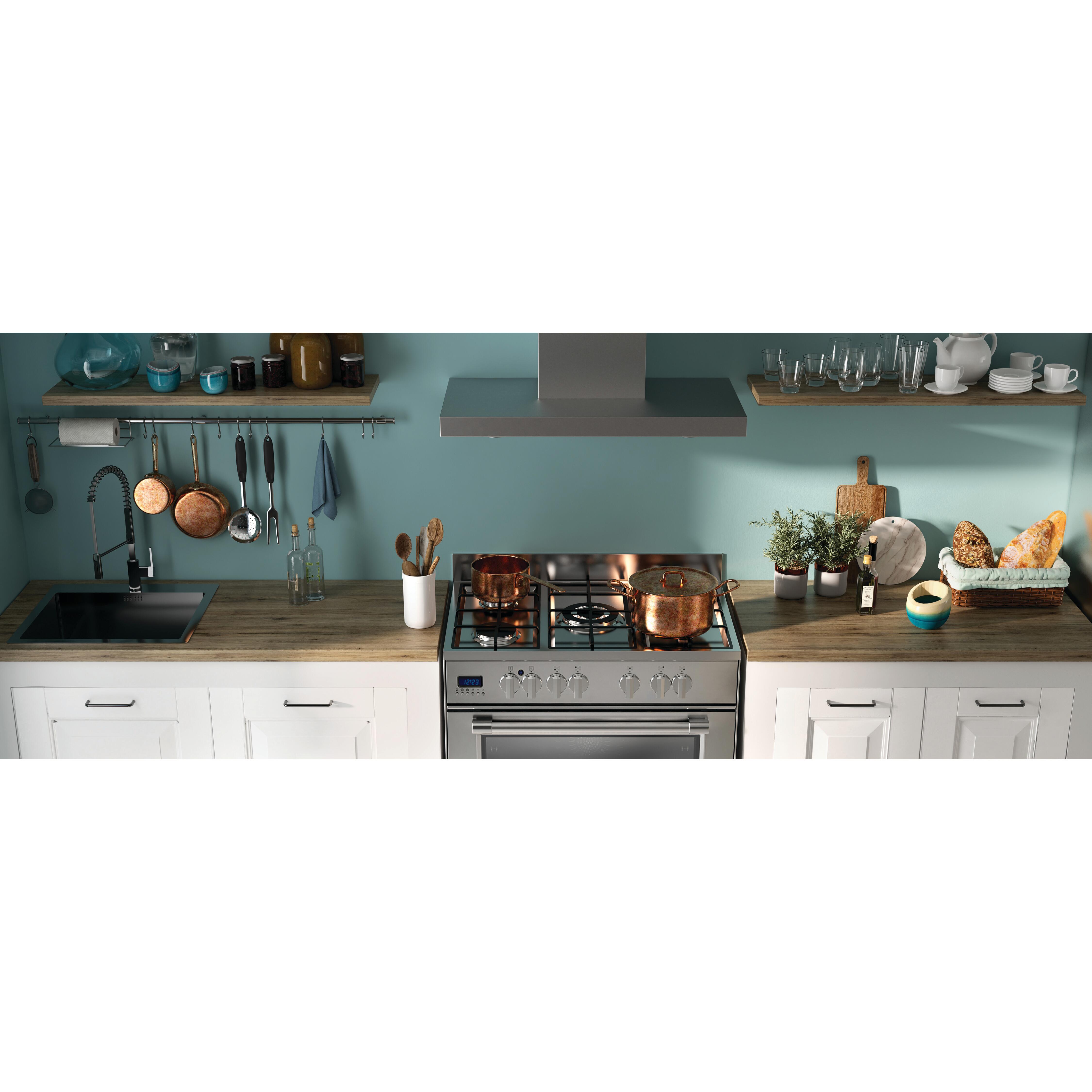 Piano cucina in truciolare rivestito in laminato hpl legno rovere sbiancato Rovere Bianco L 304 x P 63 cm, spessore 3.8 cm - 2