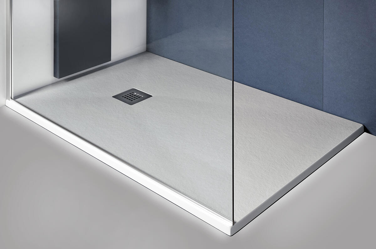 Piatto doccia in resina effetto pietra bianco L 100 x L 80 cm - 2