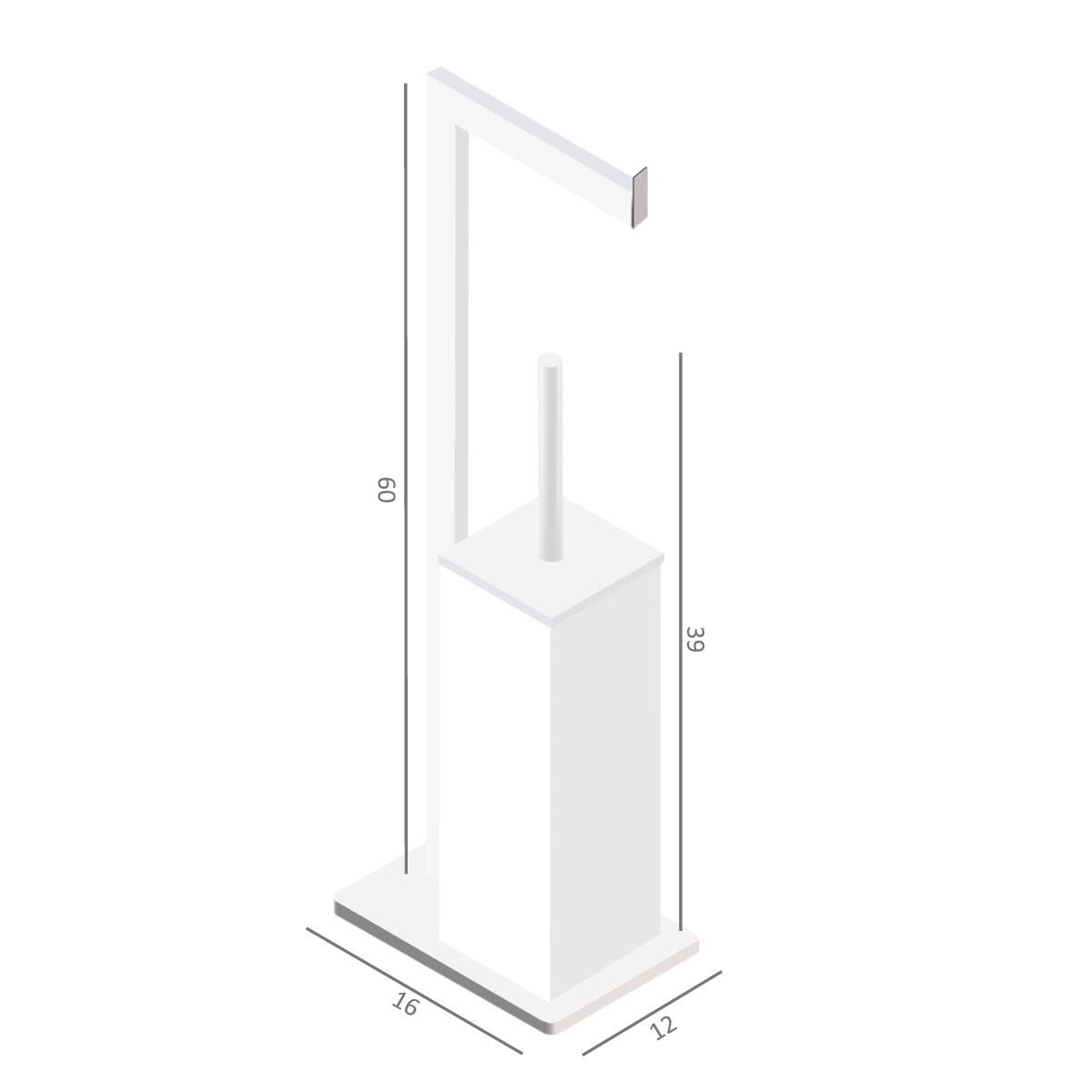 Piantana porta rotolo e porta scopino wc Retta bianco cromato<multisep/>verniciato - 7
