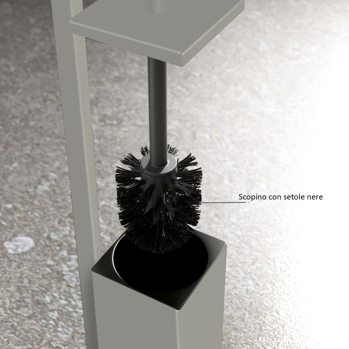 Piantana porta rotolo e porta scopino wc Retta bianco cromato<multisep/>verniciato - 6