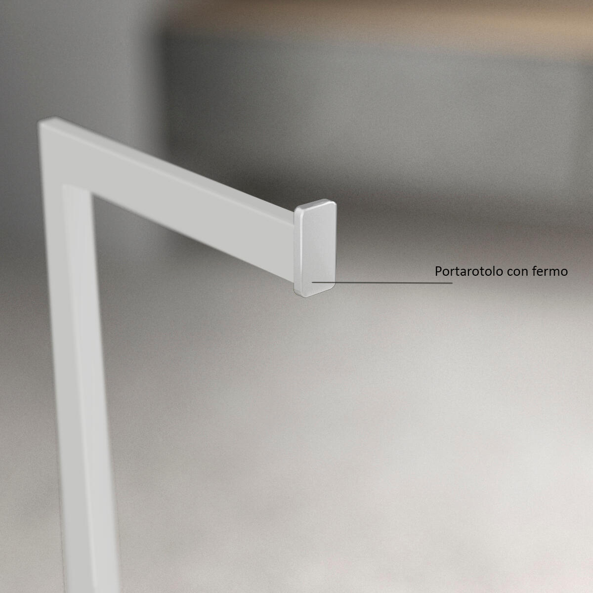 Piantana porta rotolo e porta scopino wc Retta bianco cromato<multisep/>verniciato - 4