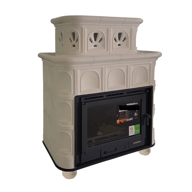 Piec kominkowy kaflowy Salzbourgia beż 13 kW Marmi-Decor