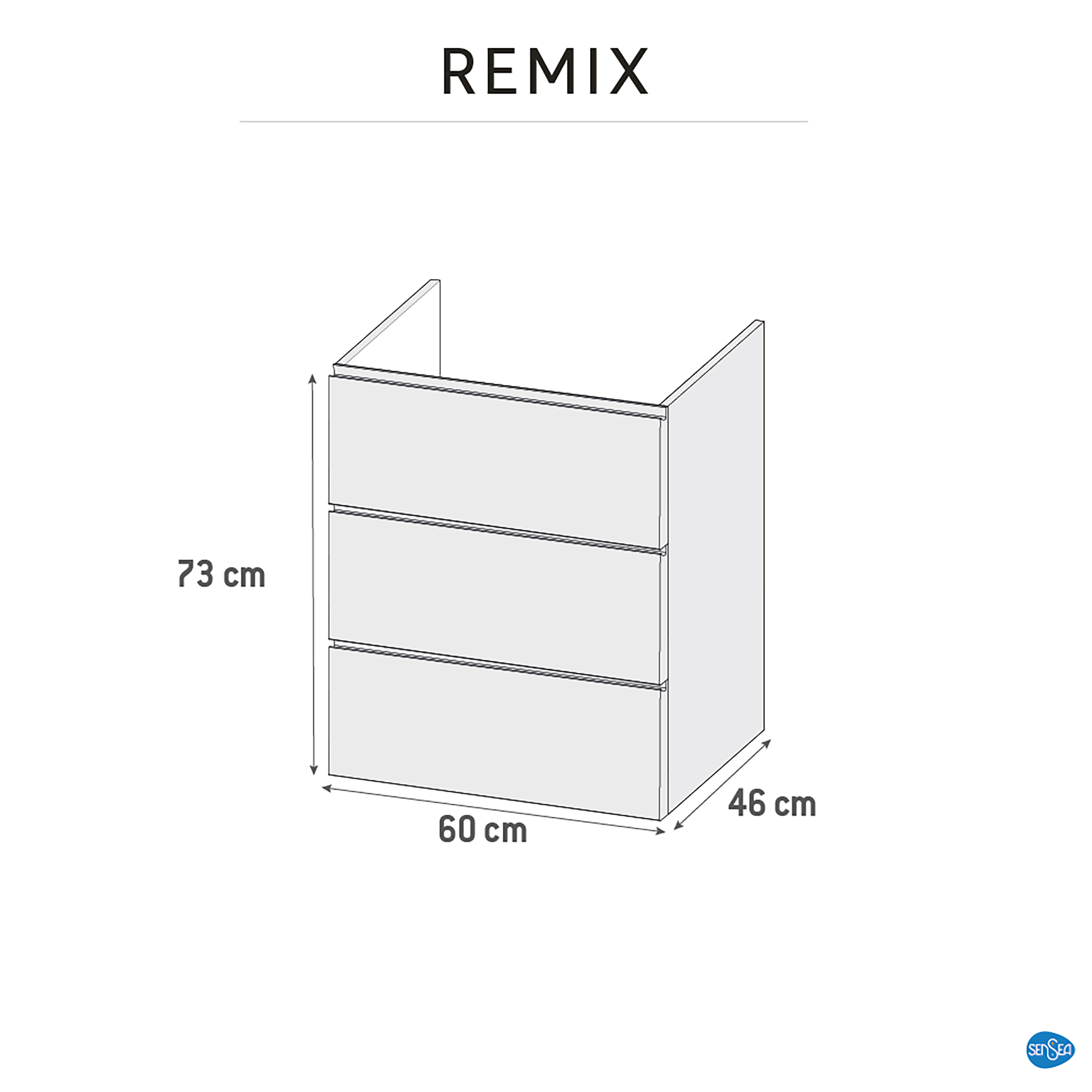 Szafka pod umywalkę Remix Biały Mat 60 Sensea - 11