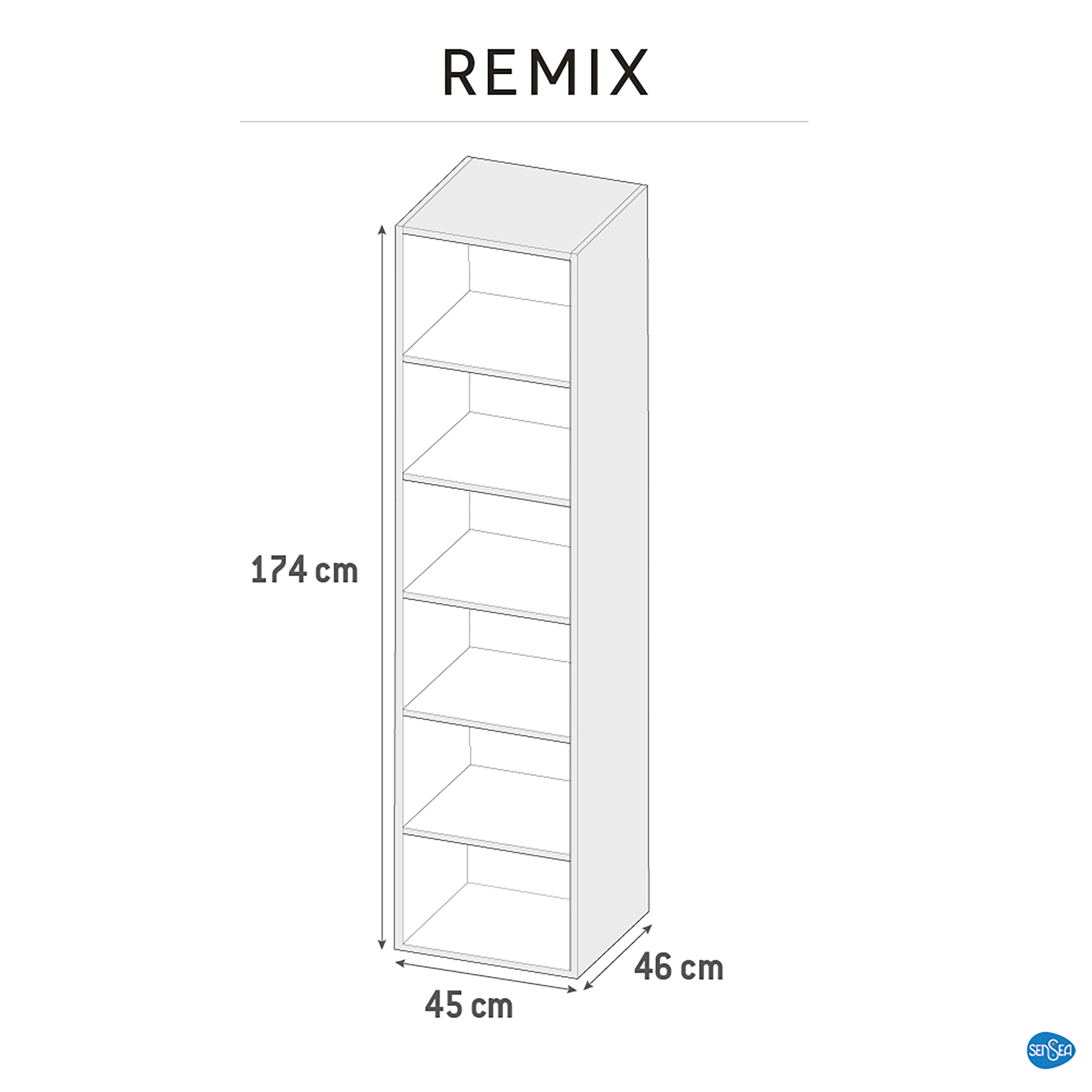 Łazienkowy korpus słupka modułowego Remix Biały Mat 173 X 45 X 46 Sensea - 22