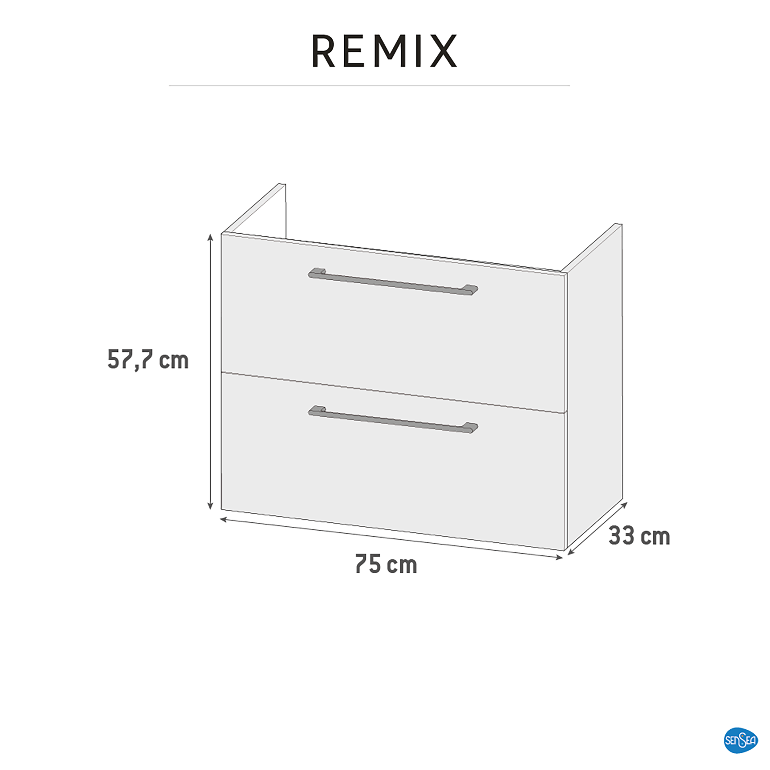 Szafka pod umywalkę Remix Black Mat 75 Sensea - 5