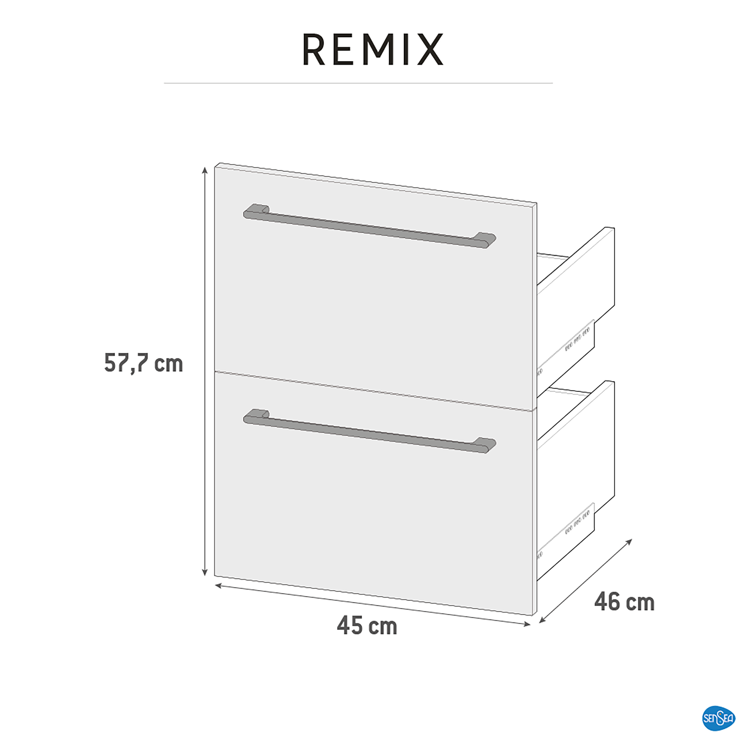 Szuflada do mebli łazienkowych (modułowych) Remix czarna 45 x 46 Sensea - 6