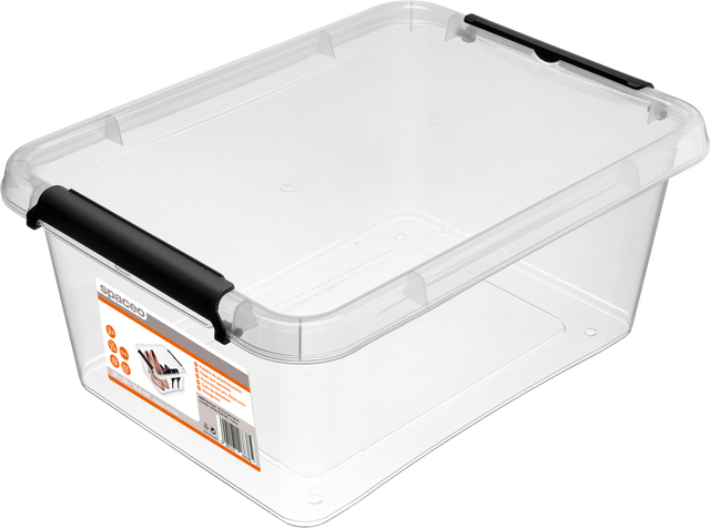 Pojemnik z klipsami transparentny 12.5 l 29 x 16.5 x 39 cm Spaceo