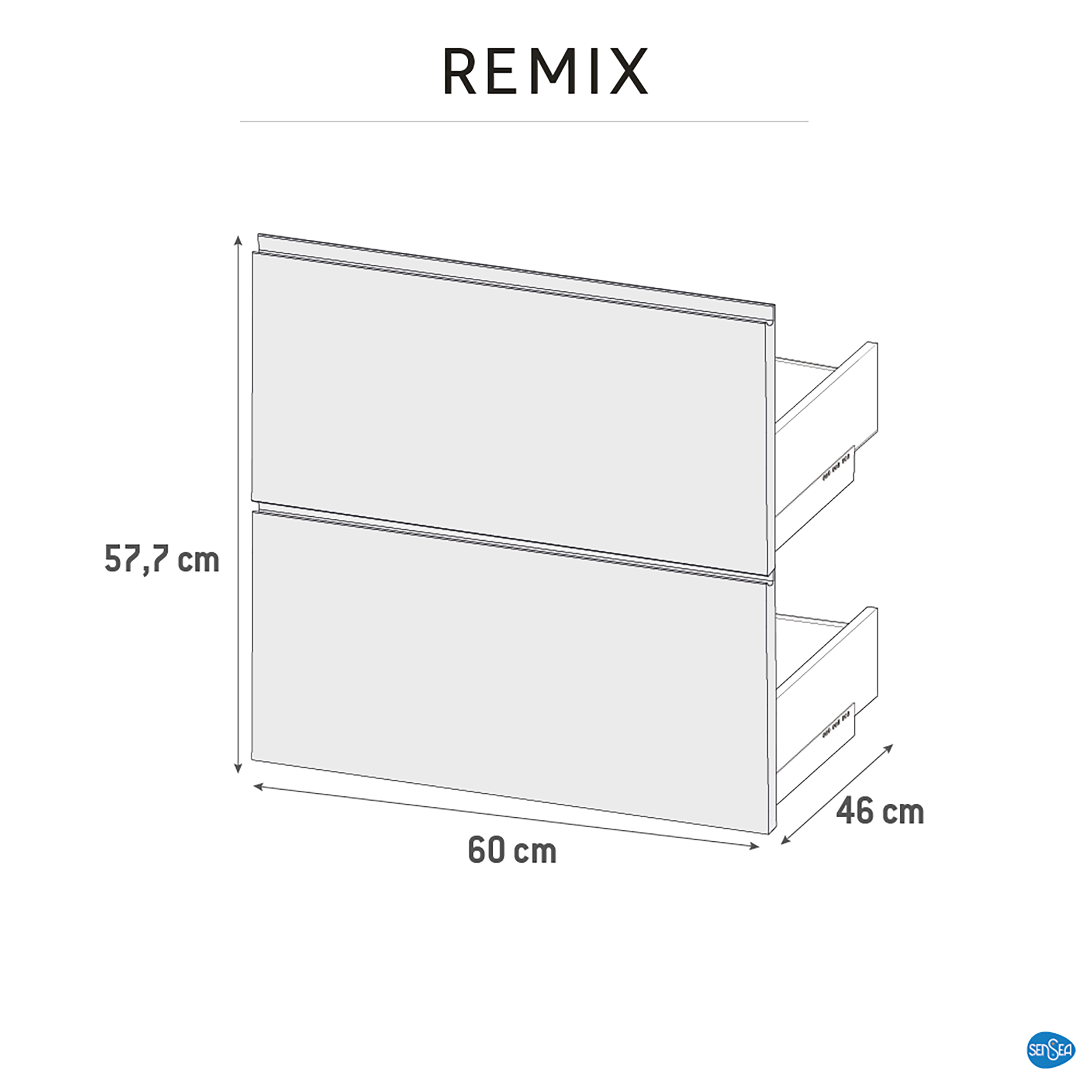 Szuflada do mebli łazienkowych (modułowych) Remix biała 46 x 60 Sensea - 2