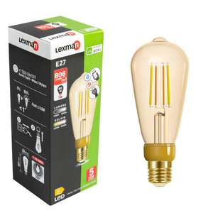 Ampoule led connectée edison E27, 806Lm = 60W, variation de blancs