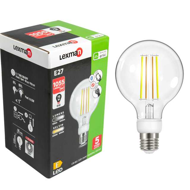Żarówka Smart Enki LED z pilotem E27 9 W = 75 W 1055 lm przezroczysta Lexman