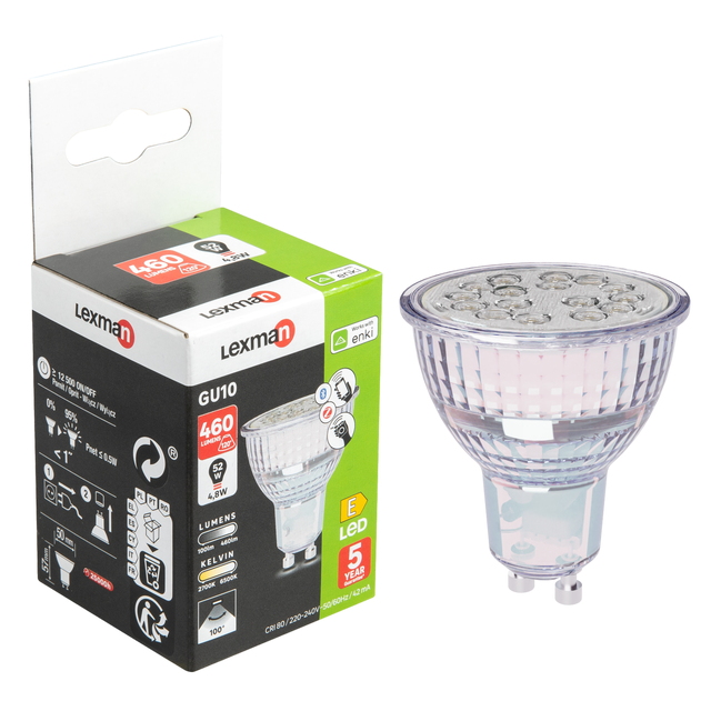 Żarówka Smart Enki LED z pilotem GU10 4,8 W = 52 W 460 lm Lexman