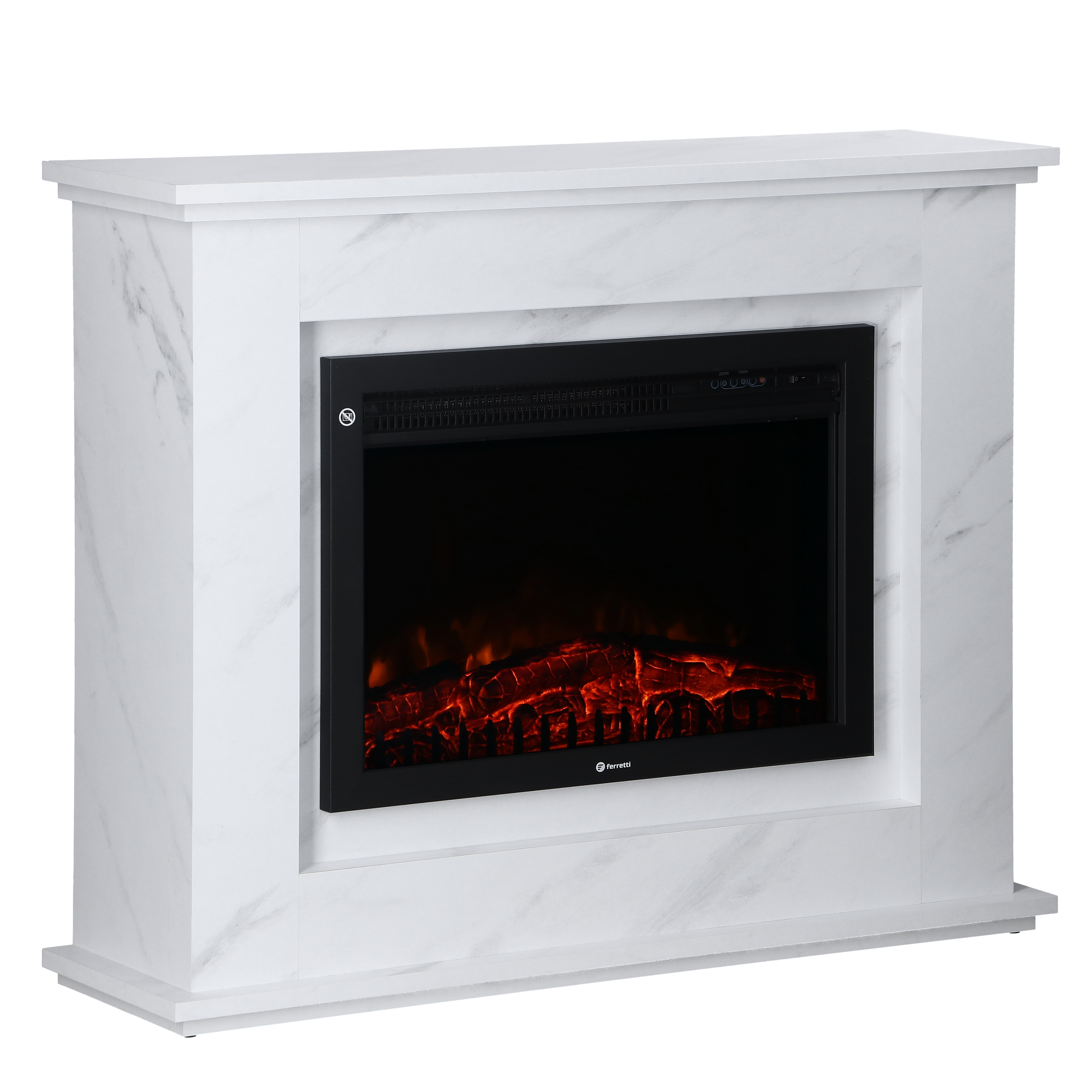 Kominek elektryczny Cloe marmur 2000W biały FERRETTI