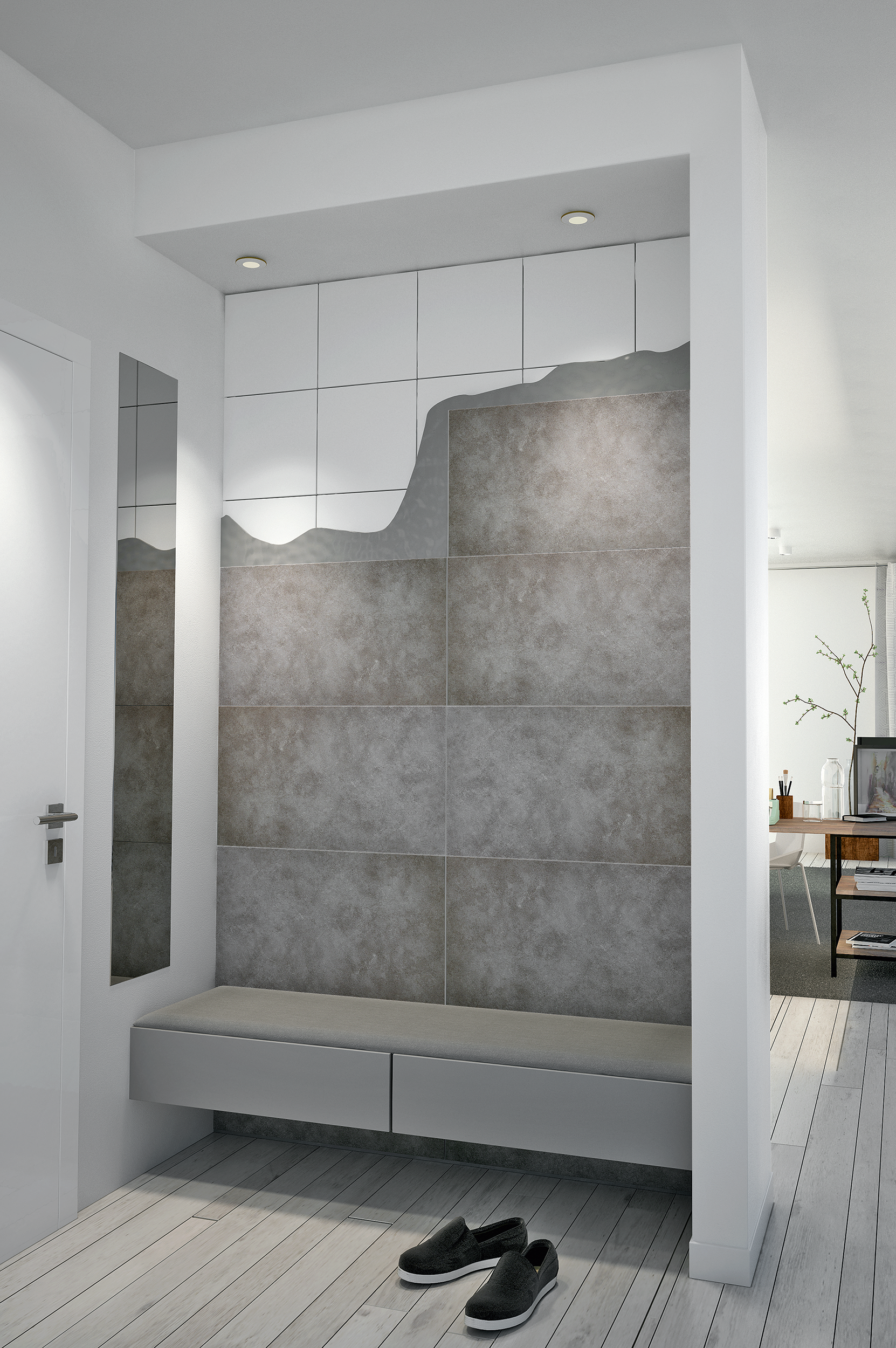 Panele winylowe ścienne wodoodporne do łazienki Beton Ciemny Szary 70 x 40 cm 2.24m2 Artens - 7