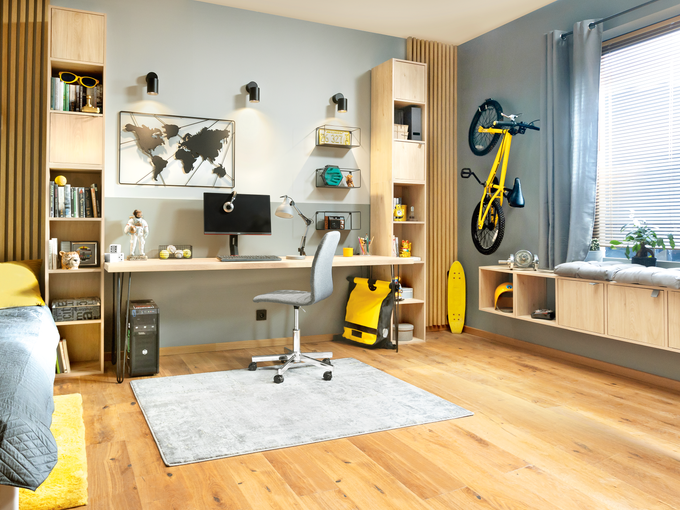 Las estanterías modulares son un acierto para habitaciones modernas