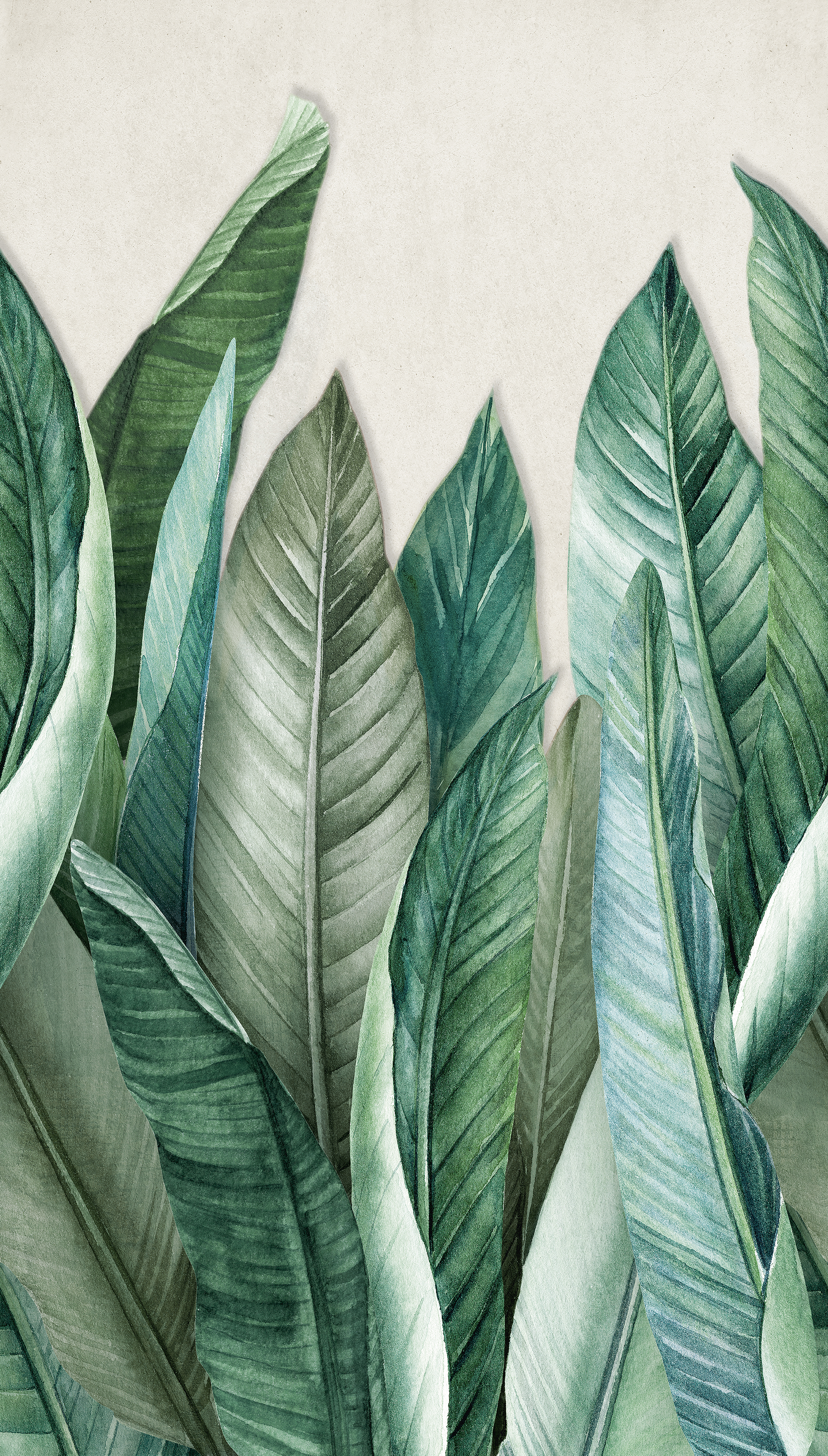 Mural TNT liso lavable naturaleza hojas verde 159 x 280 cm GRANDECOLIFE - 2