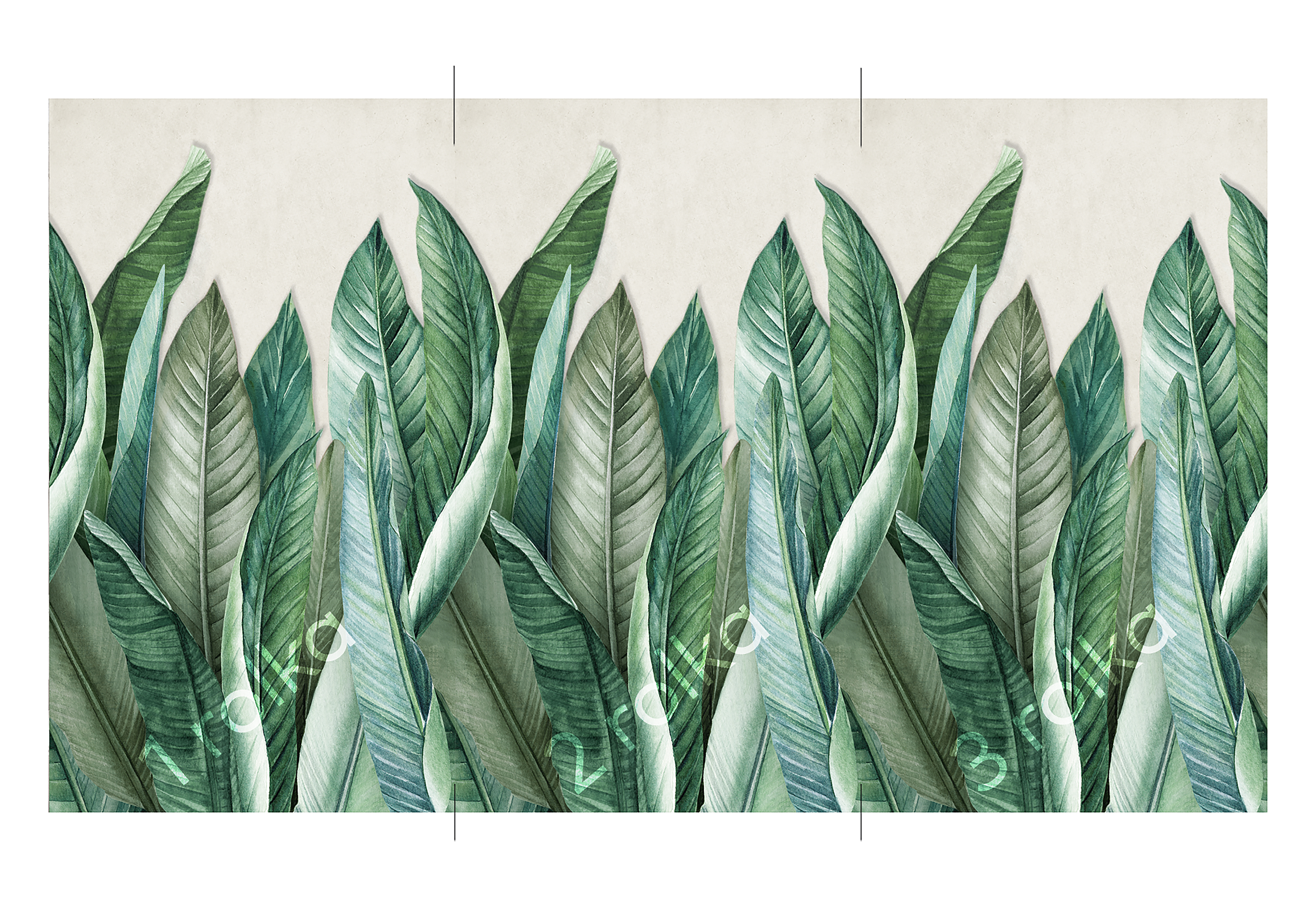 Mural TNT liso lavable naturaleza hojas verde 159 x 280 cm GRANDECOLIFE - 5