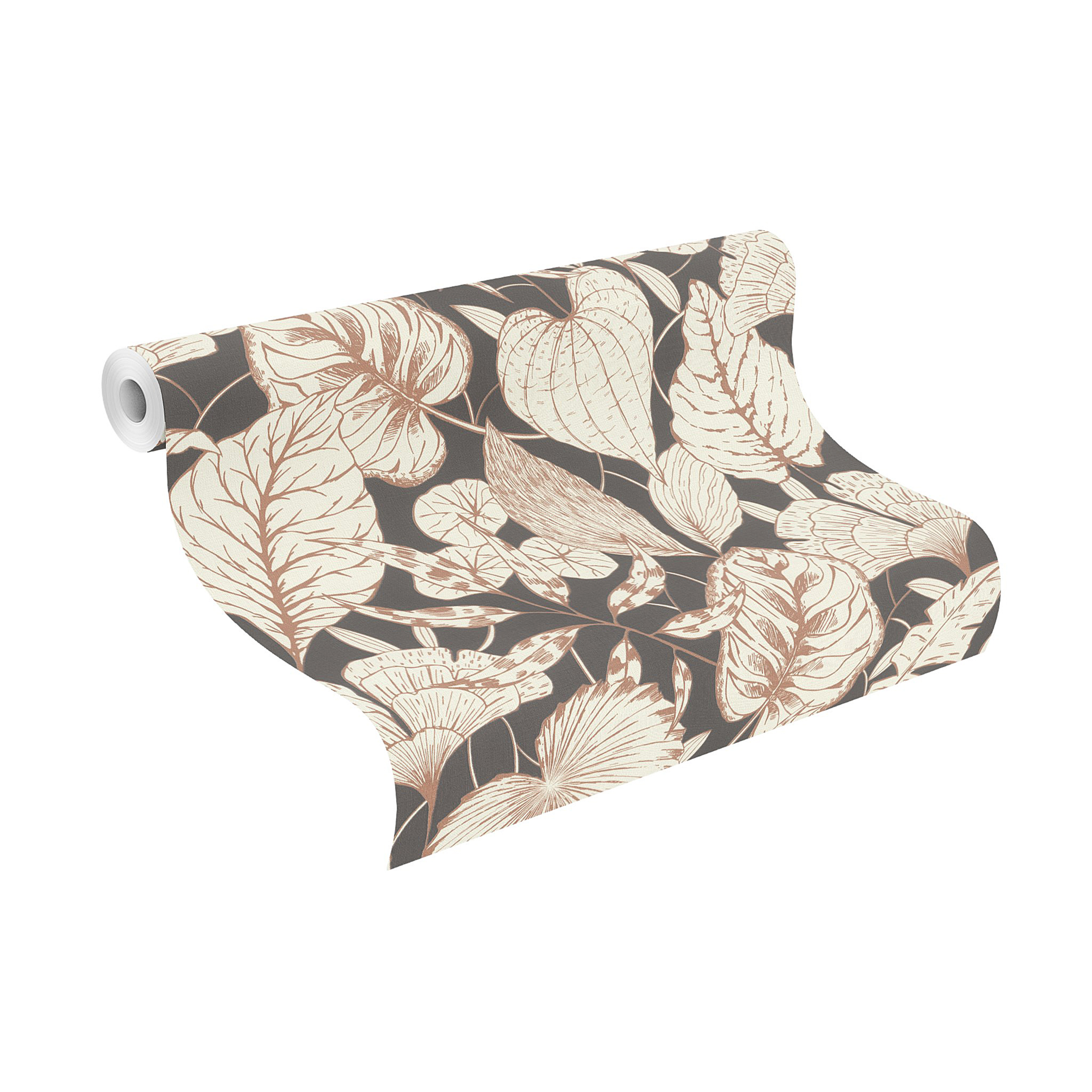 Carta da parati Feuilles Noir nero, 53 cm x 10.05 m - 10