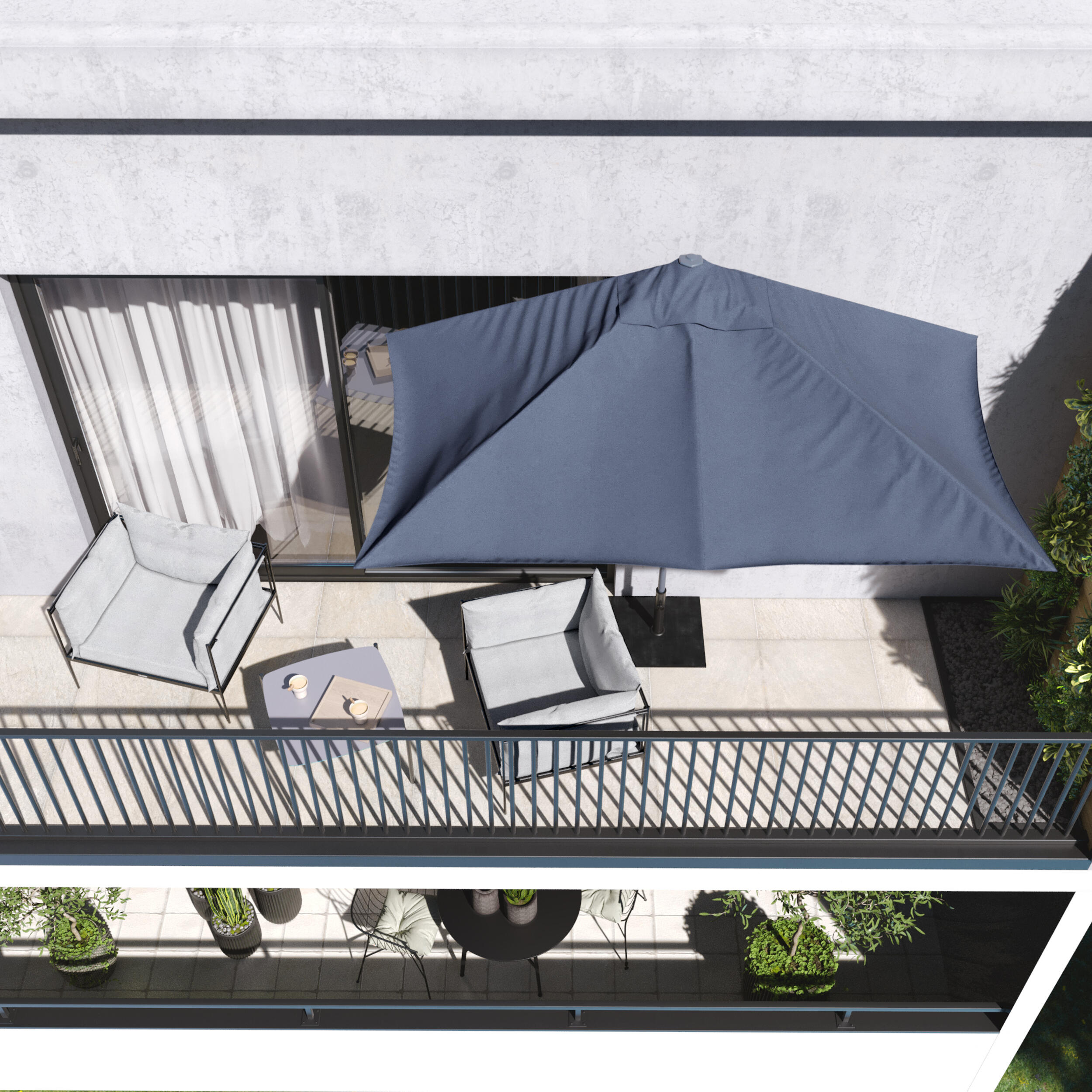 Chapéu de sol em meia lua NATERIAL ARKEA 200G 270X135CM CINZA ESCURO - 15