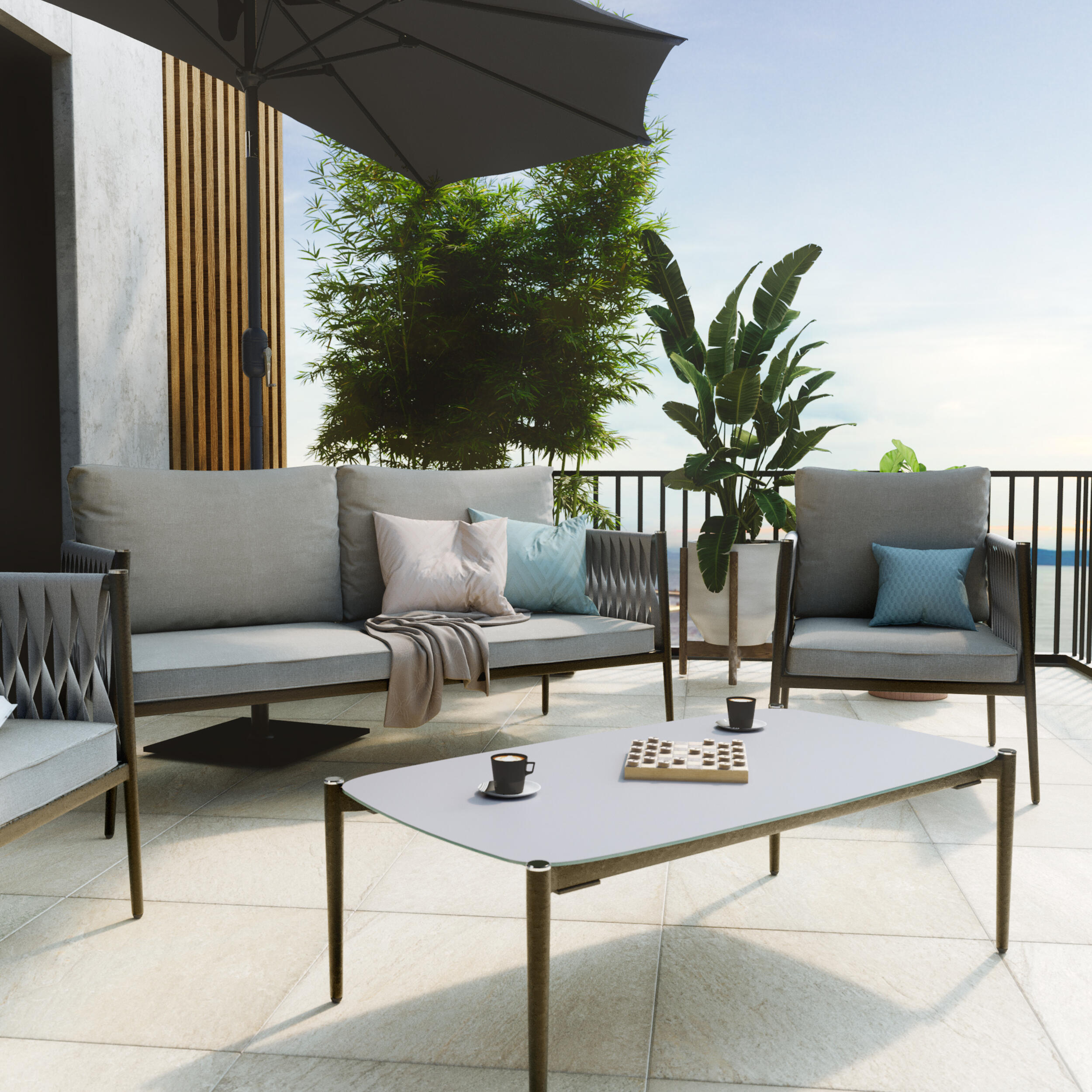 Chapéu de sol em meia lua NATERIAL ARKEA 200G 270X135CM CINZA ESCURO - 13